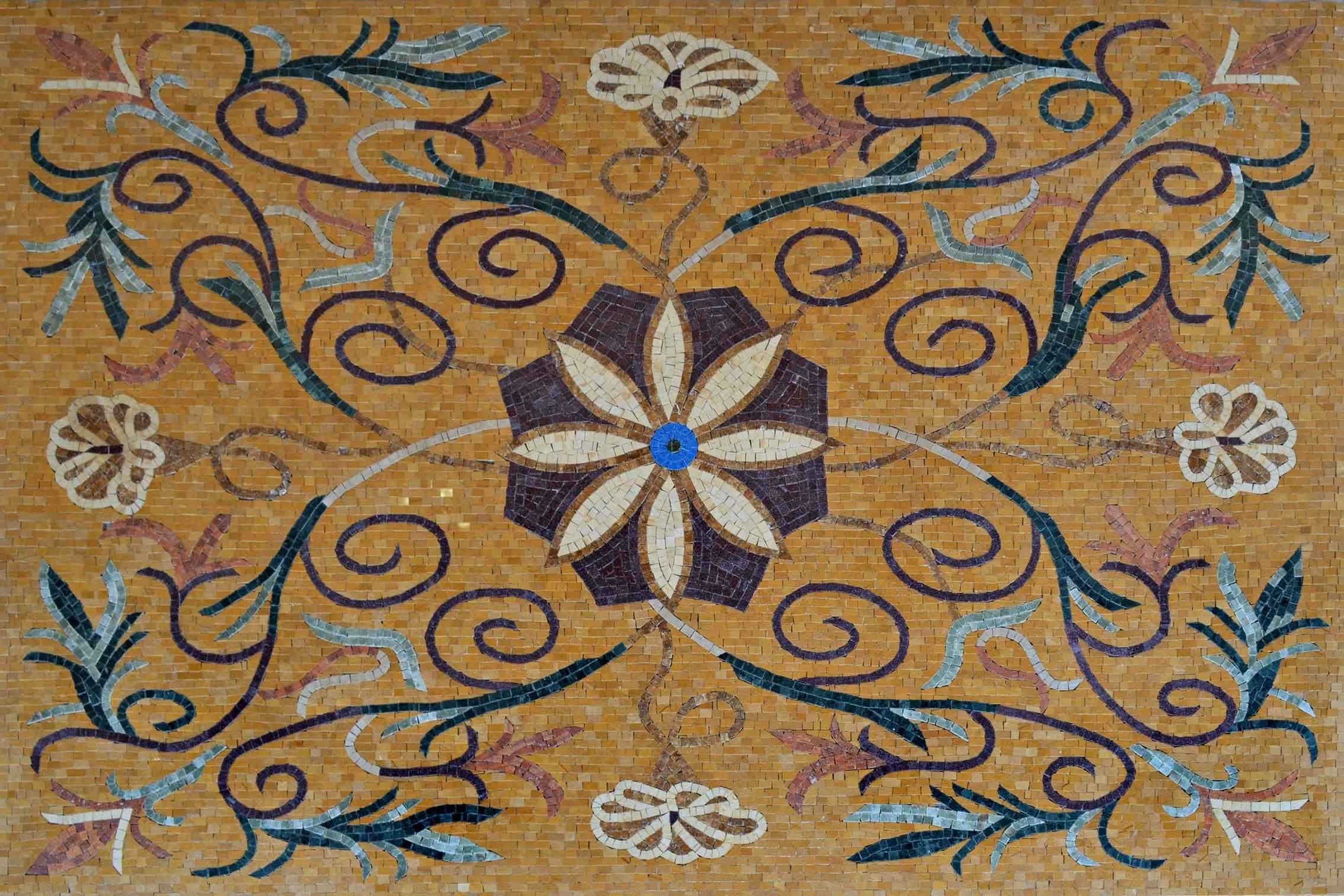 Ornate Vine Pattern - Marble Mosaic Pathways Designs - Mesh Backing