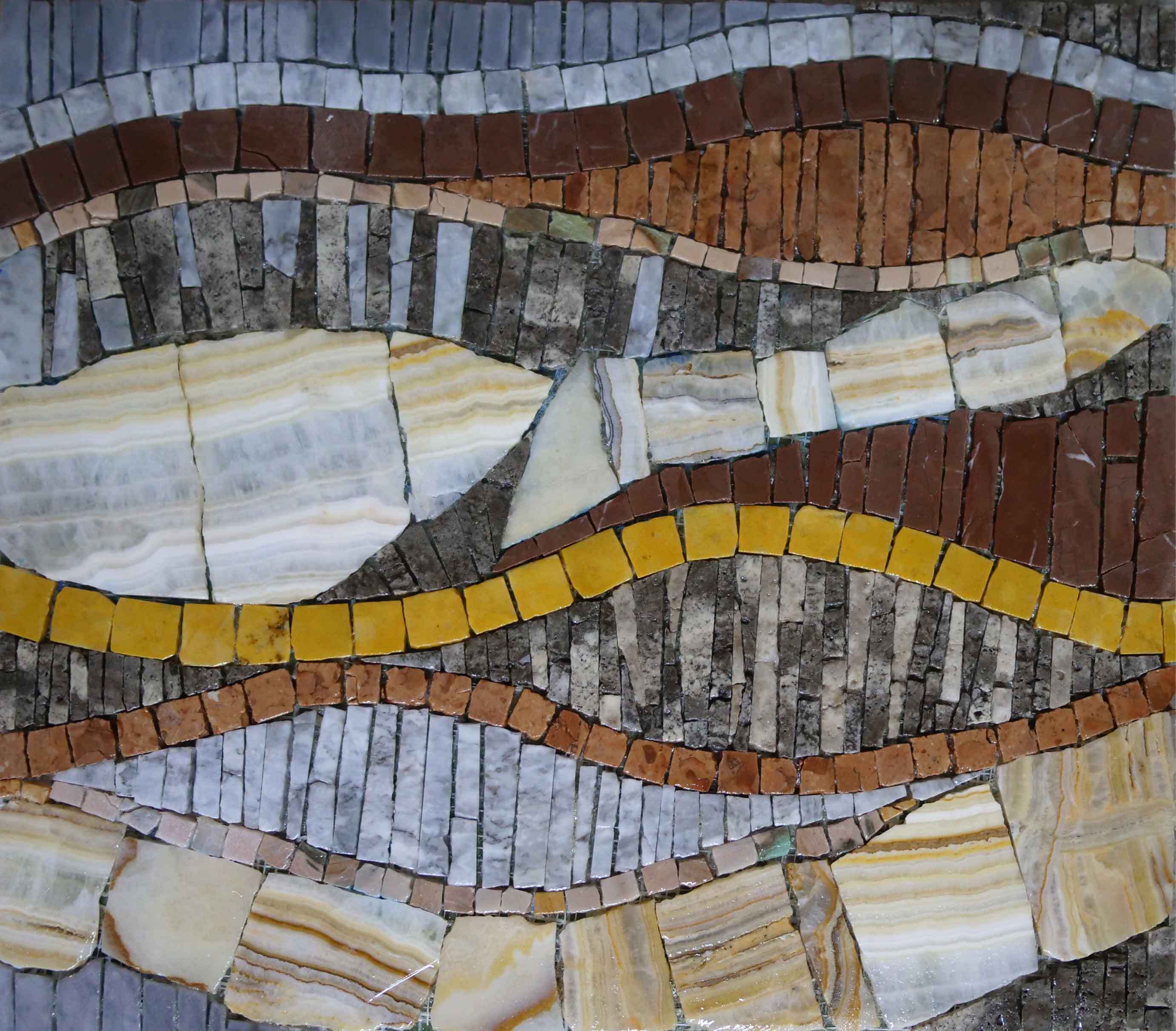 Wavey Wood Geometric - Floor Mosaic Patterns - Mesh Backing