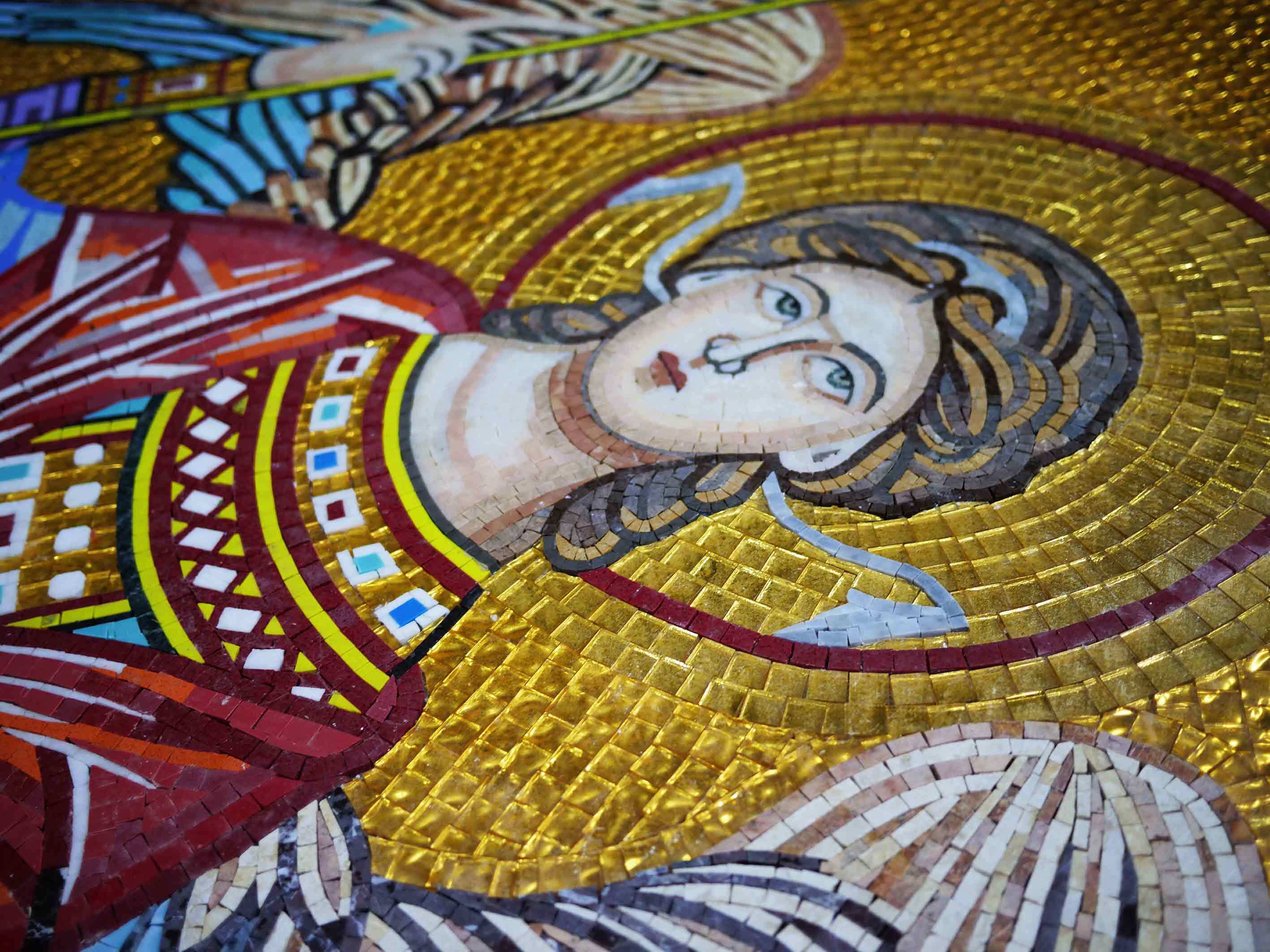 Archangel Michael Figure - Mosaic Medallion Religious - Mesh Backing - Image 2