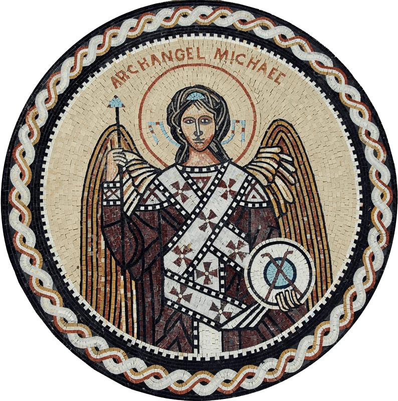 Archangel Saint Michael Icon - Marble Mosaic - Mesh Backing