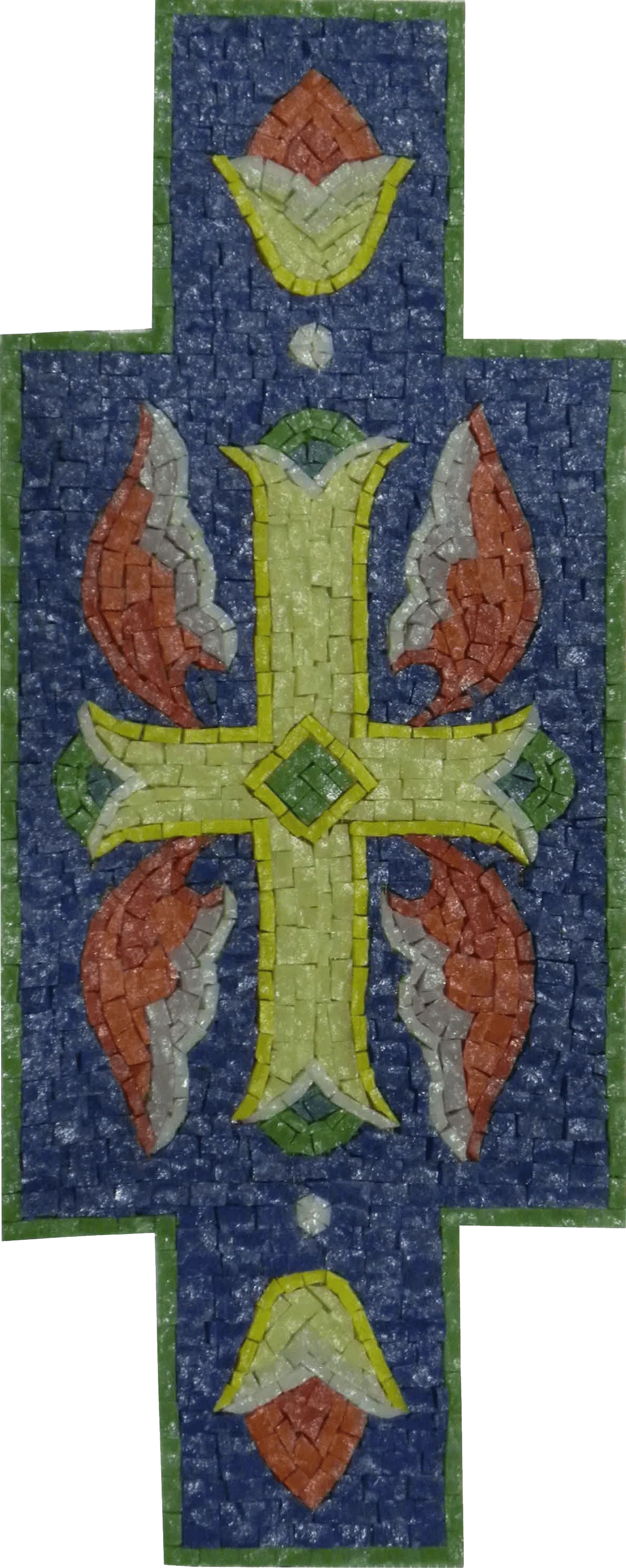 Cross Shaped - Marble Mosaic Glass - Mesh Backing