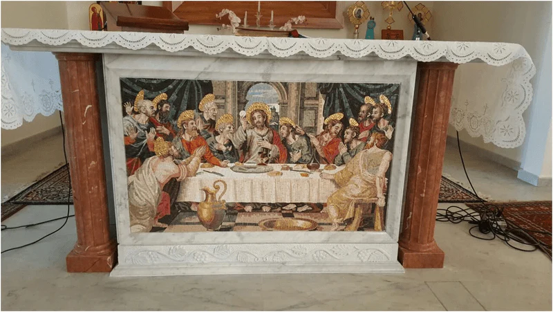 Bordered Christian Art - Marble Mosaic - Mesh Backing - Image 2