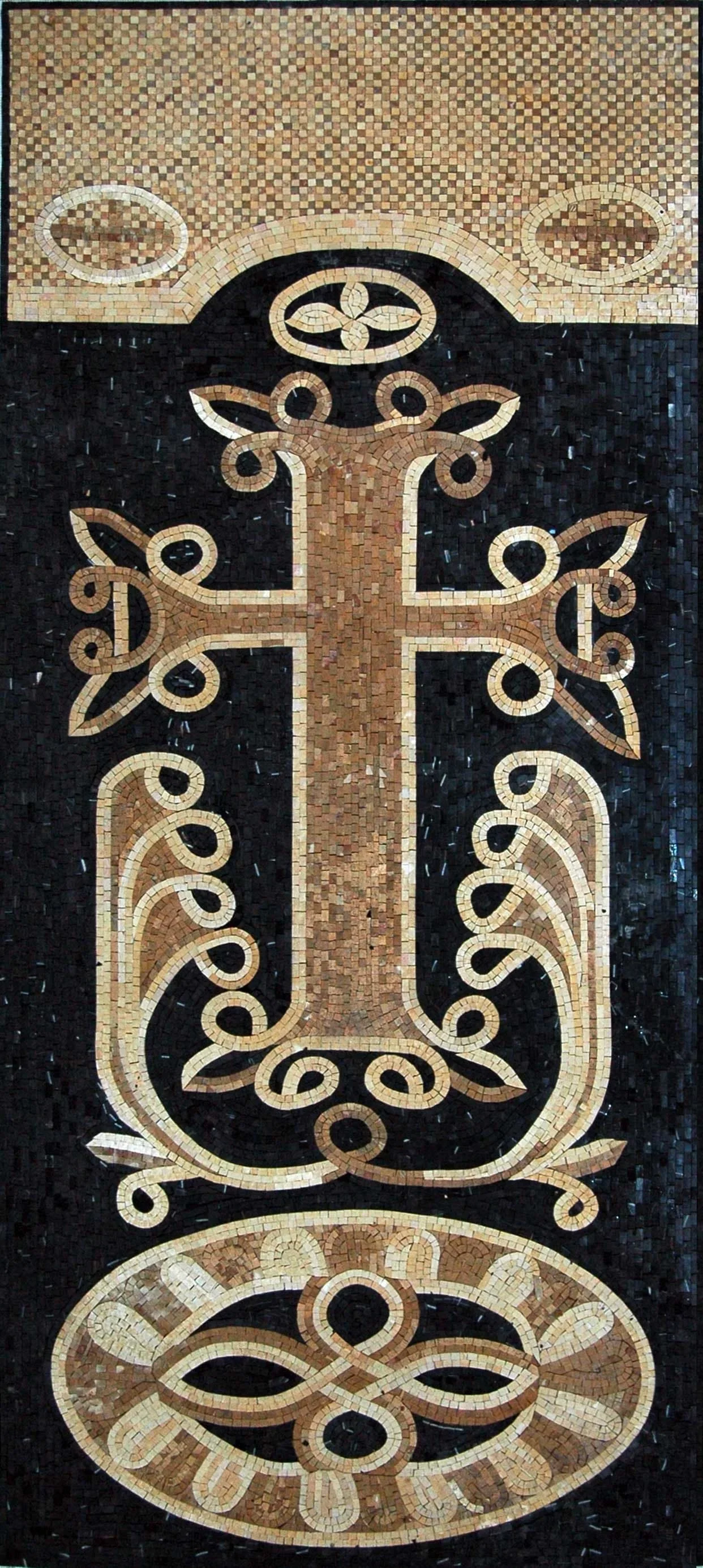 Cross Pattern - Marble Mosaic Art - Mesh Backing