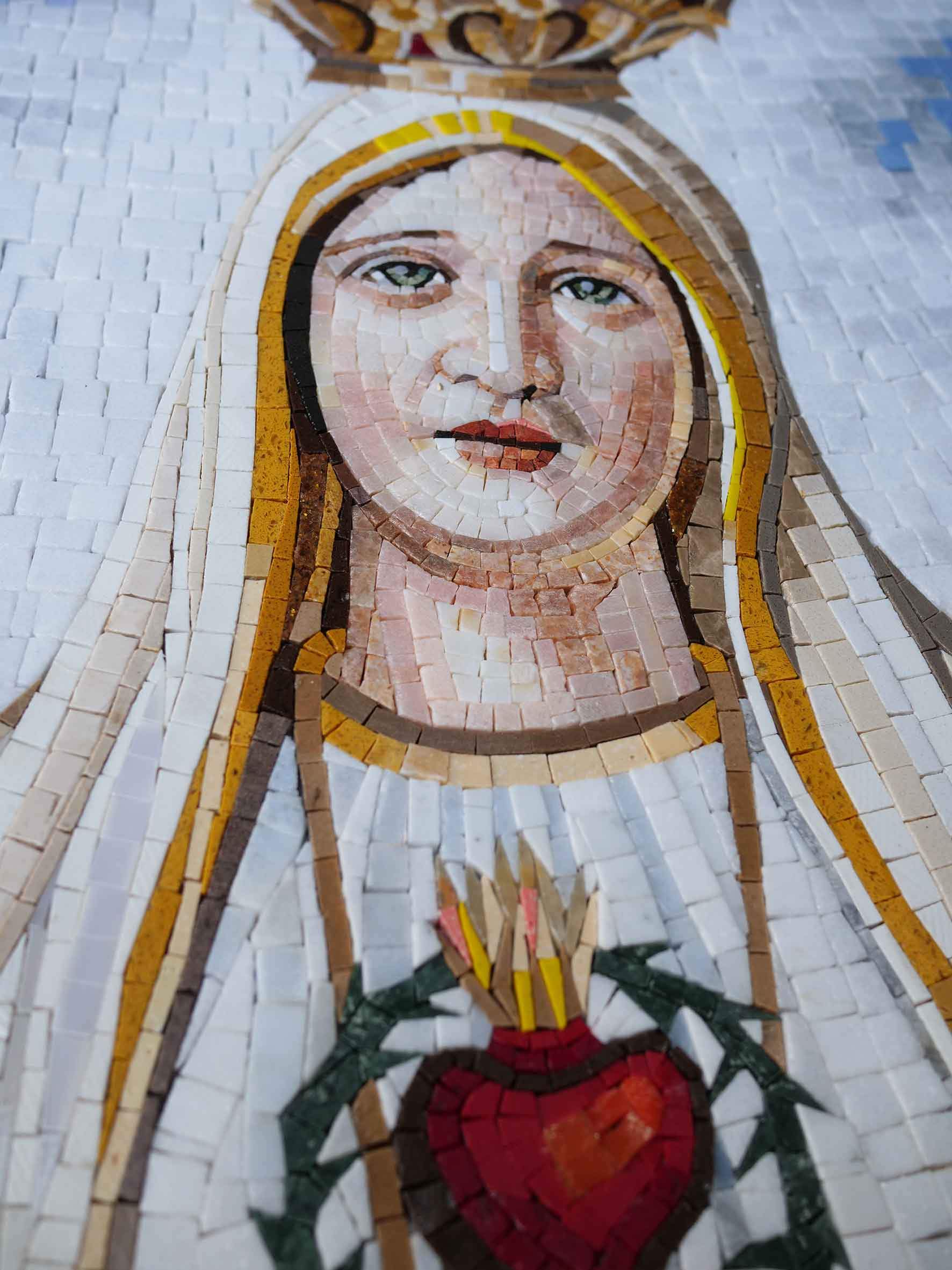 Holy Santa Maria In White - Religious Mosaic Wall Art - Image 2