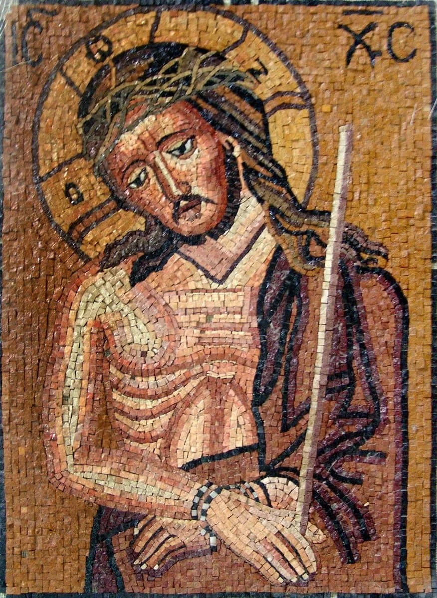 Jesus Christ Figure - Marble Mosaic Art - Mesh Backing
