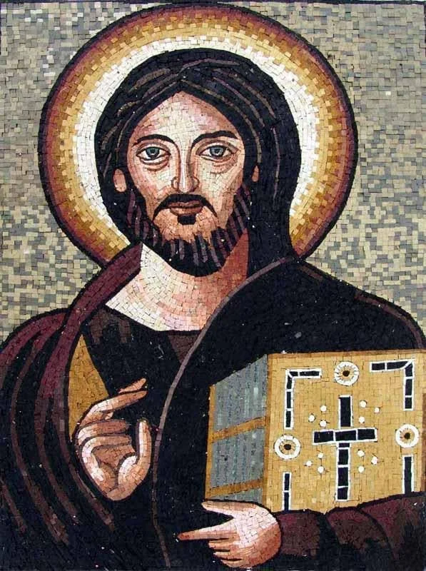 Jesus Christ Figure - Marble Mosaic - Mesh Backing