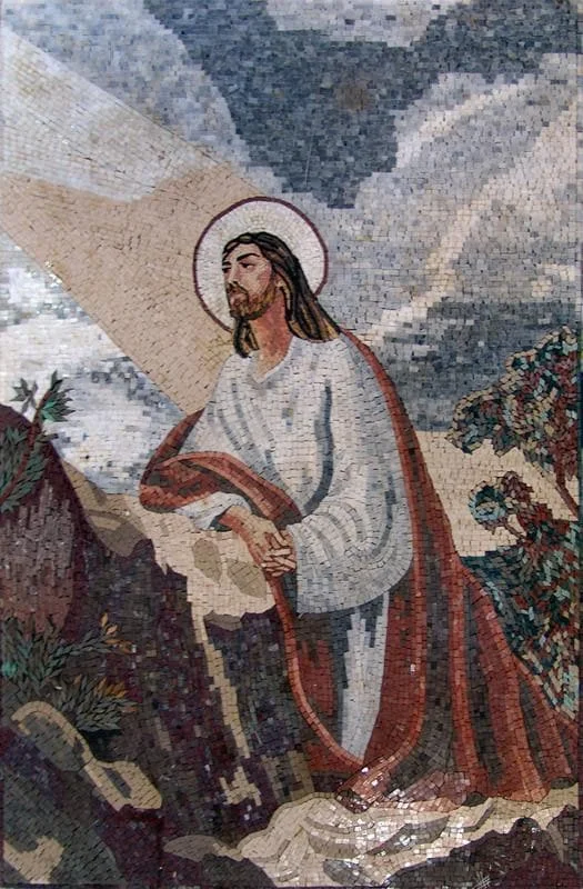 Jesus Contemplating - Marble Mosaic The Cosmos - Mesh Backing