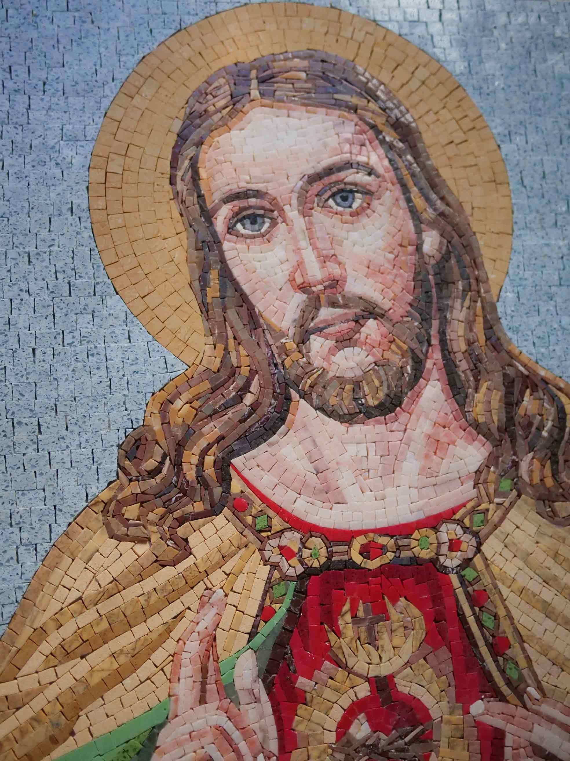 Jesus Portrait - Marble Our Lady Of Guadalupe Mosaic - Mesh Backing - Image 2