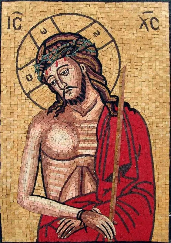 Jesus Figure - Marble Mosaic Robe - Mesh Backing