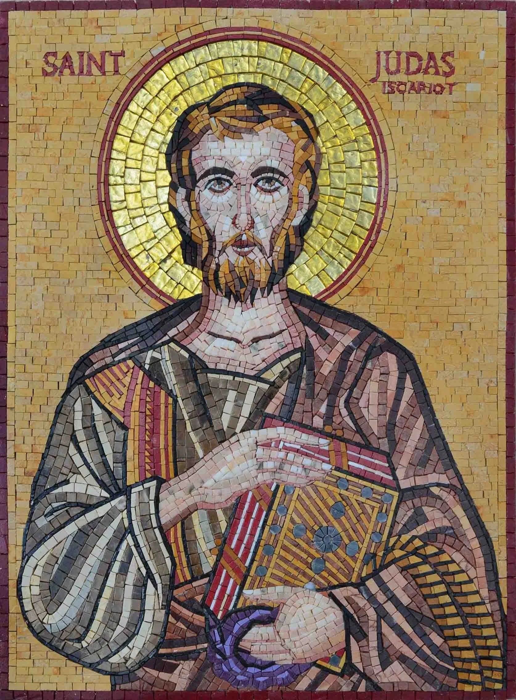 Saint Judas Figure - Marble Mosaic Icon - Mesh Backing