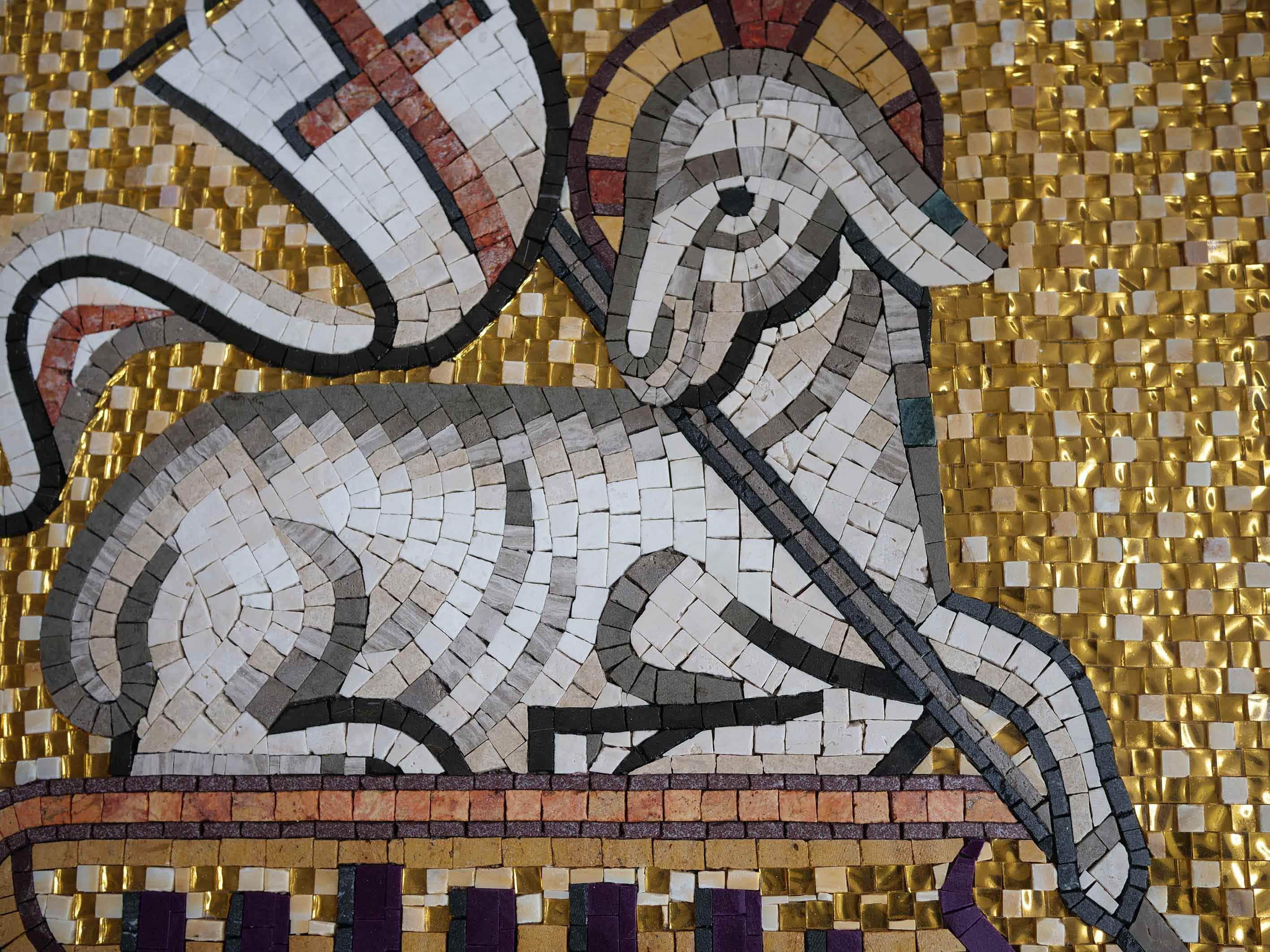 Lamb God Geometric - Glass Wall Decor Mosaic Religious Art - Mesh Backing - Image 2