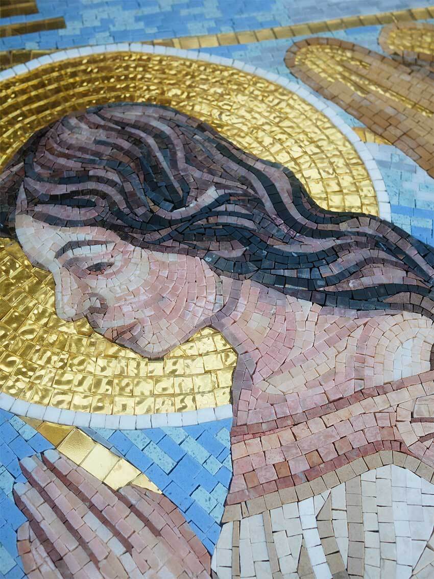 Praying Angels Light - Marble Mosaic Tile Patterns Divine Art Spiritual Celestial Wall Decor - Mesh Backing - Image 2