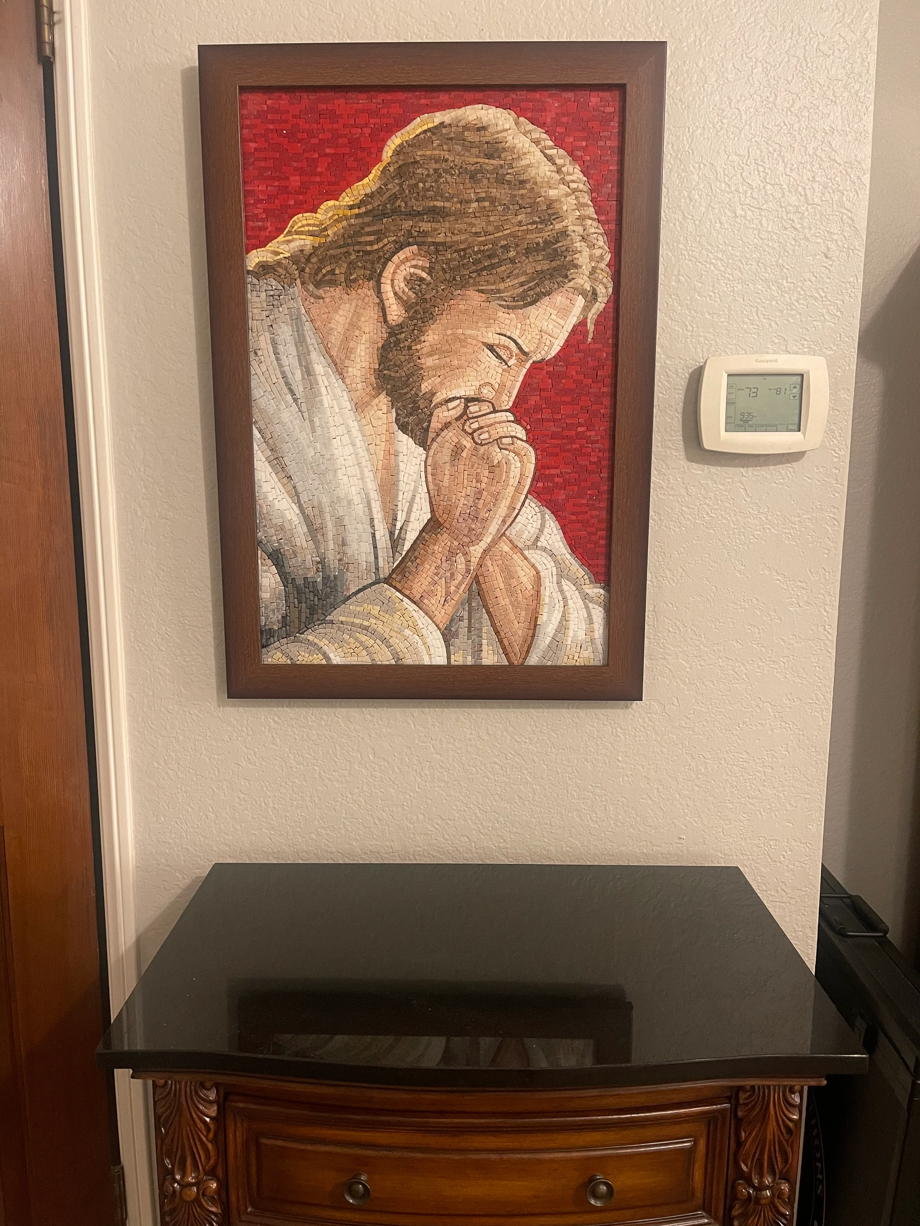 Praying Figure - Ancient Mosaic Religious - Mesh Backing - Image 3