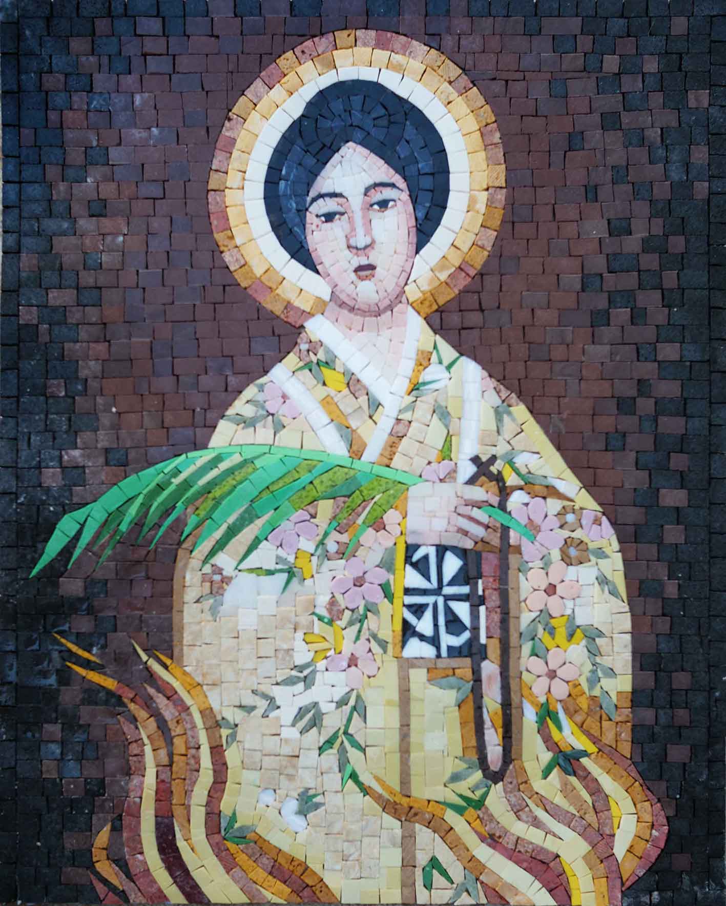 Saint Figure - Marble Tile Patterns Mosaic Art - Mesh Backing