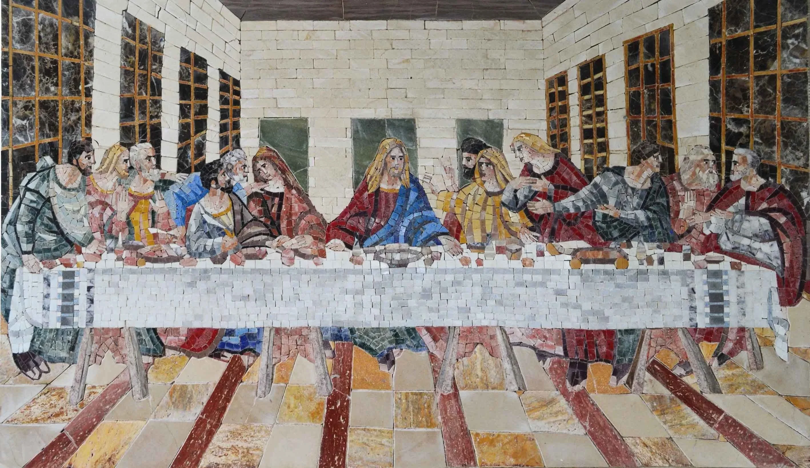 Geometric Religious - Marble Mosaic - Mesh Backing