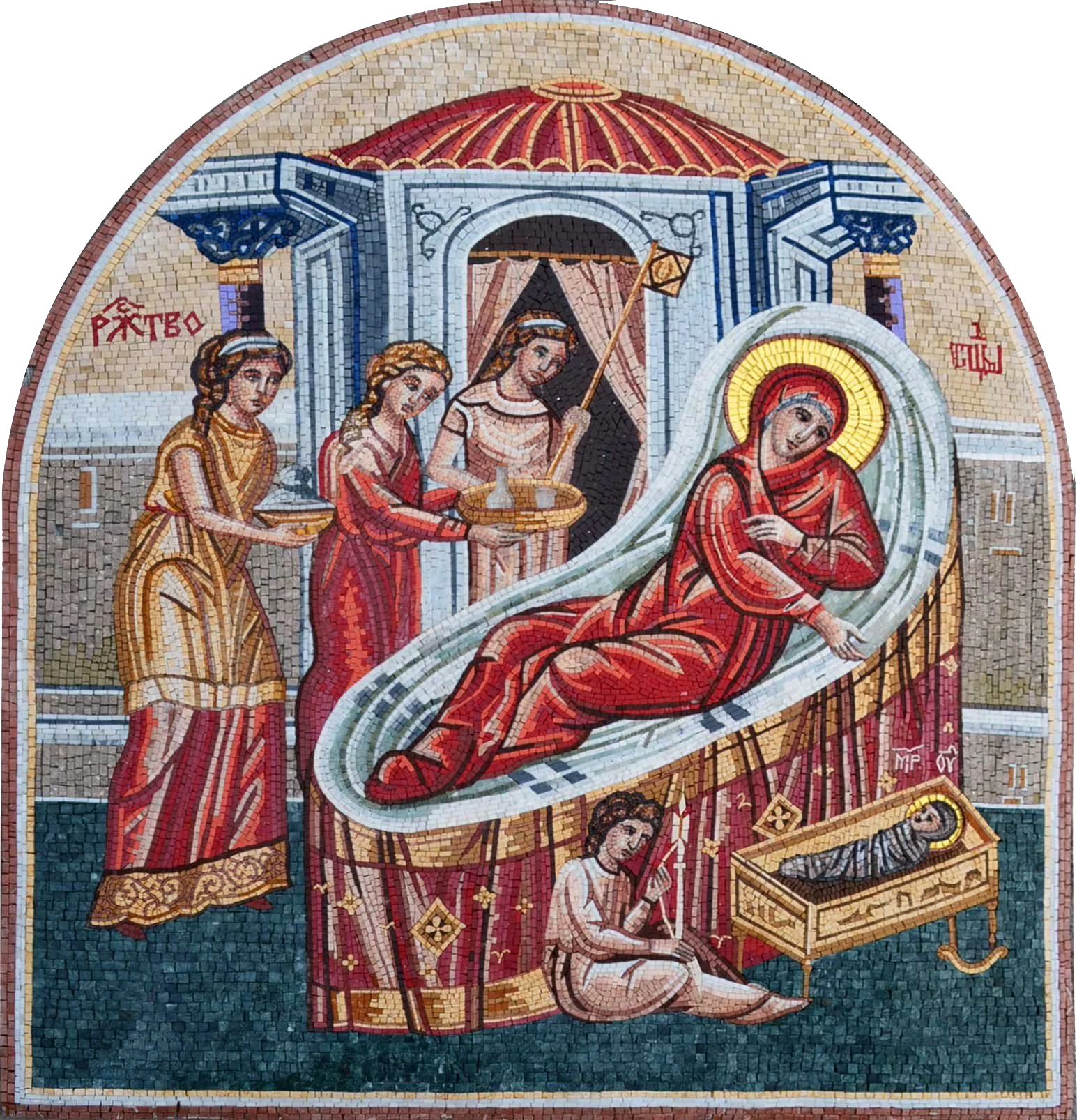 Religious Stone Art Jesus And Mary Mosaic