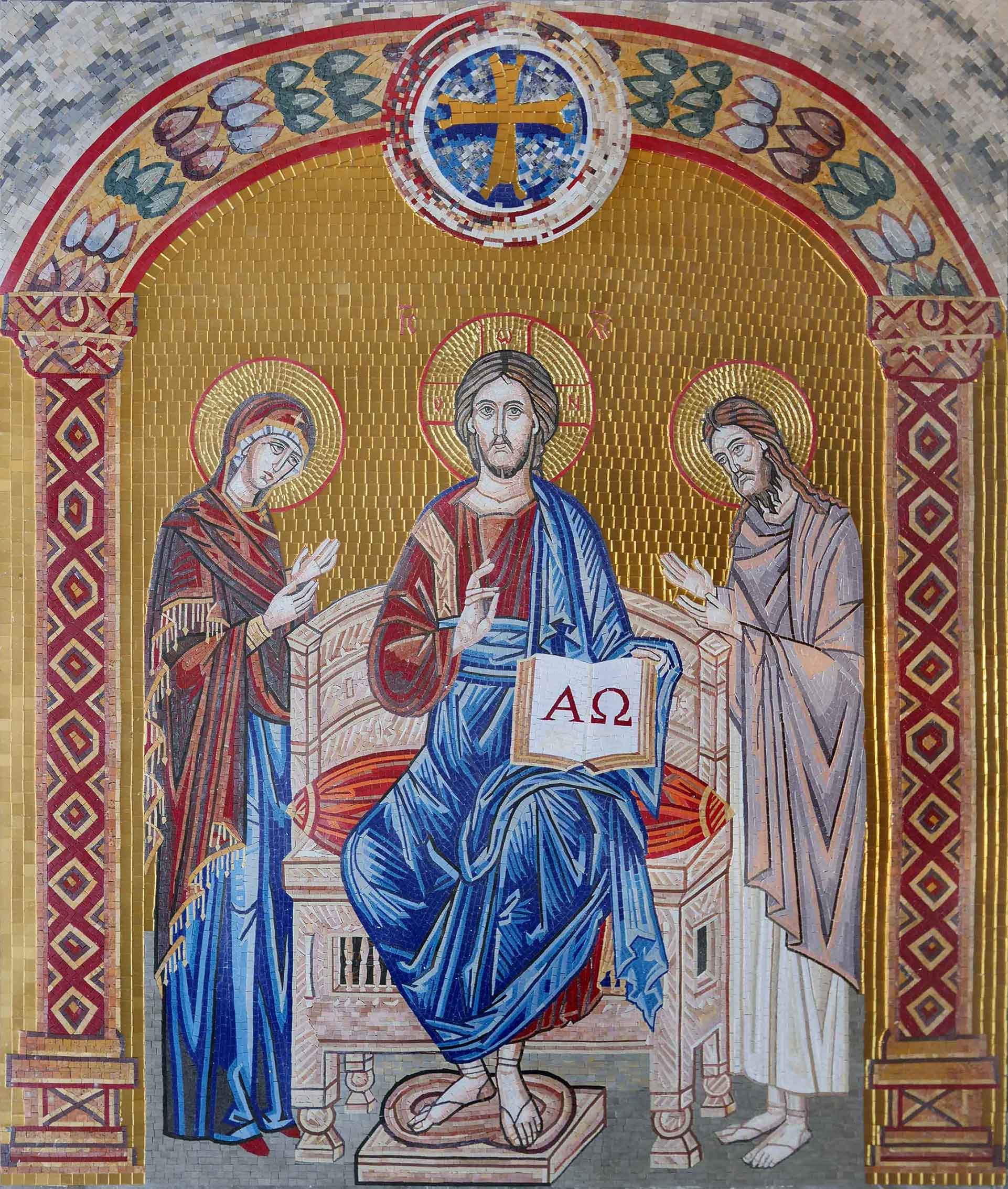 Revelation Christ And God - Glass Backsplash Mosaic Tile Designs Mural - Mesh Backing