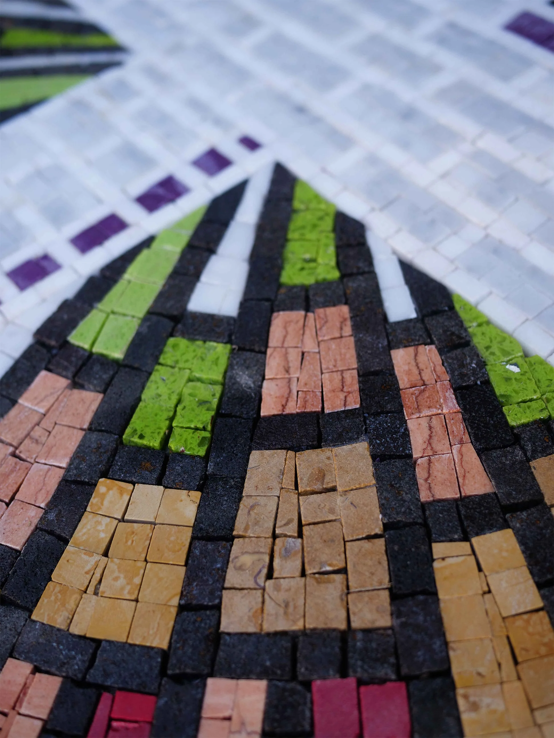Religious Cross Radiating Pattern - Arabesque Mosaic Scate Colors Art - Mesh Backing - Image 2