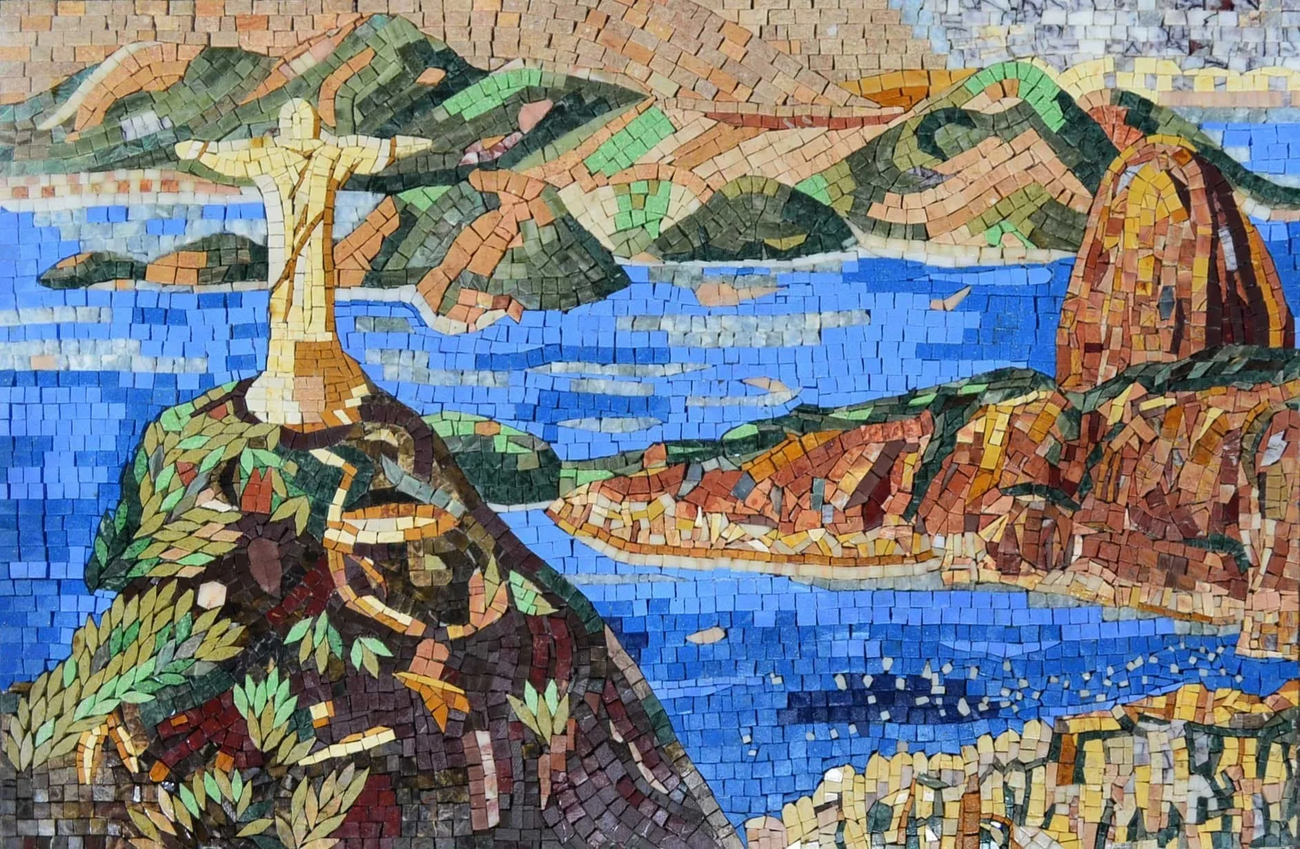 Geometric Landscape - Marble Home Renovations Ideas Mosaic Stone Art - Mesh Backing