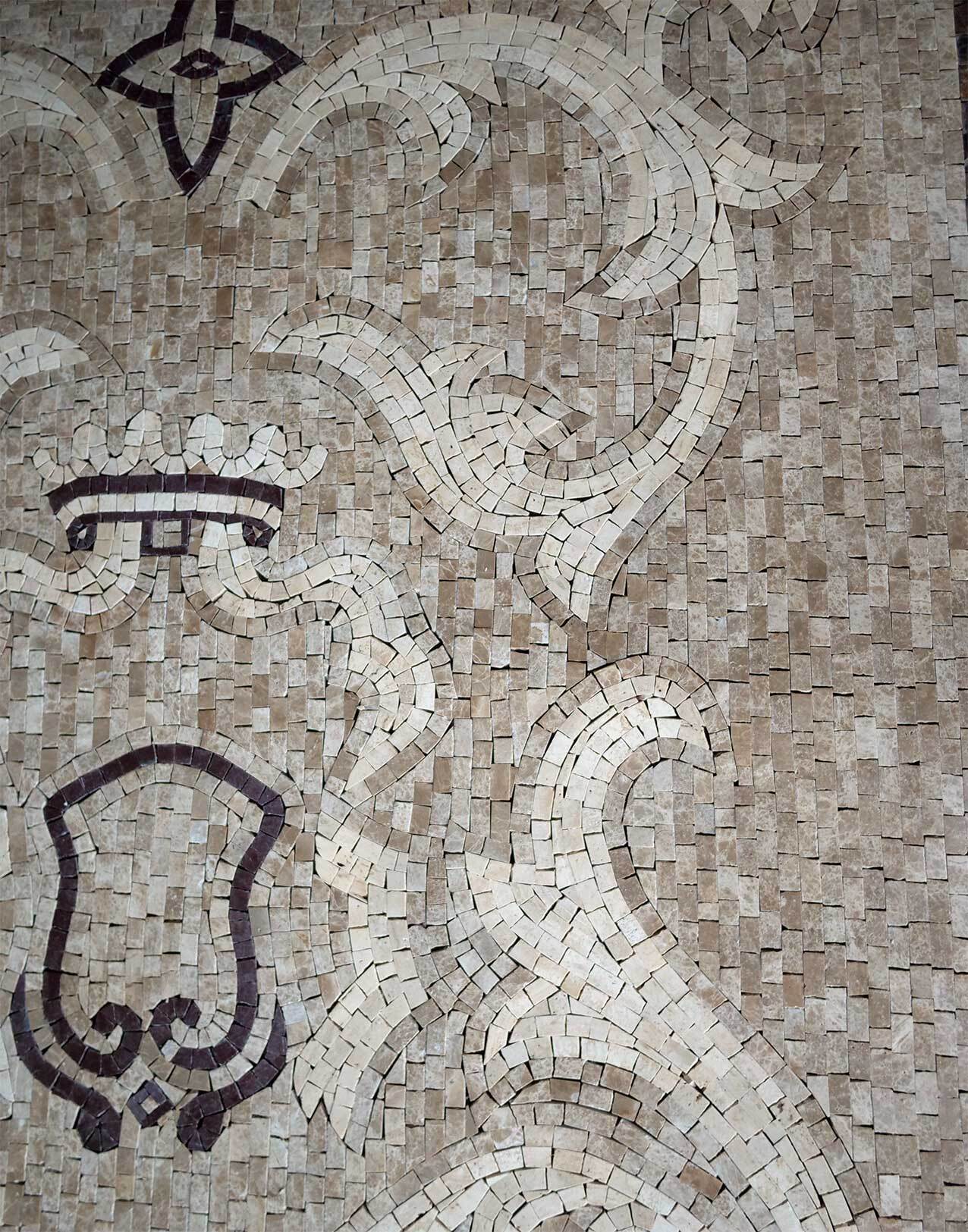 Ornate Crest Motif - Mosaic Backsplash Classic Heraldic Tile Rug - Mesh Backing - Image 2