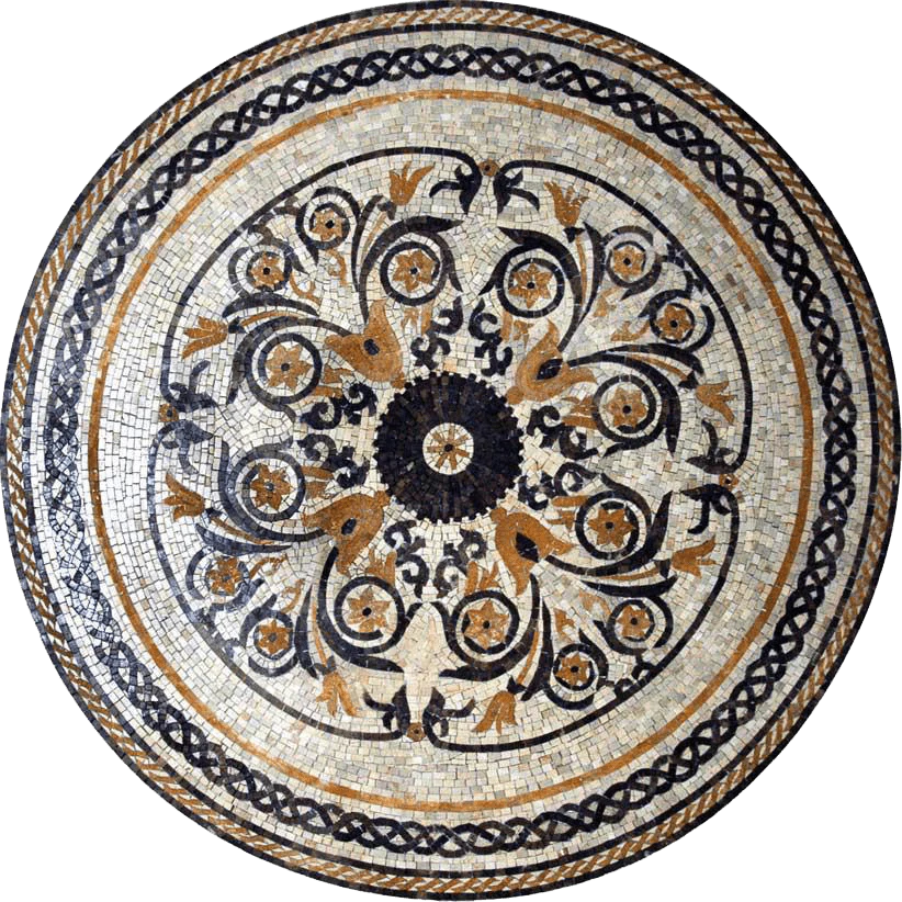 Floral Birds Pattern - Marble Mosaic Chelsea - Mesh Backing