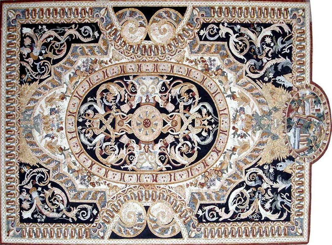 Exquisite Patterned Design - Marble Mosaic Floral Art - Mesh Backing