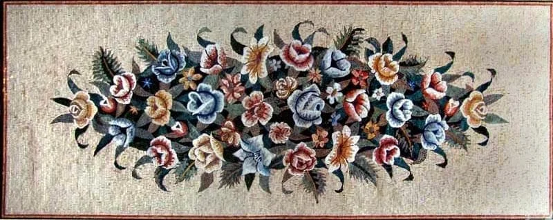 Floral Arrangement - Marble Mosaic Rugs - Mesh Backing