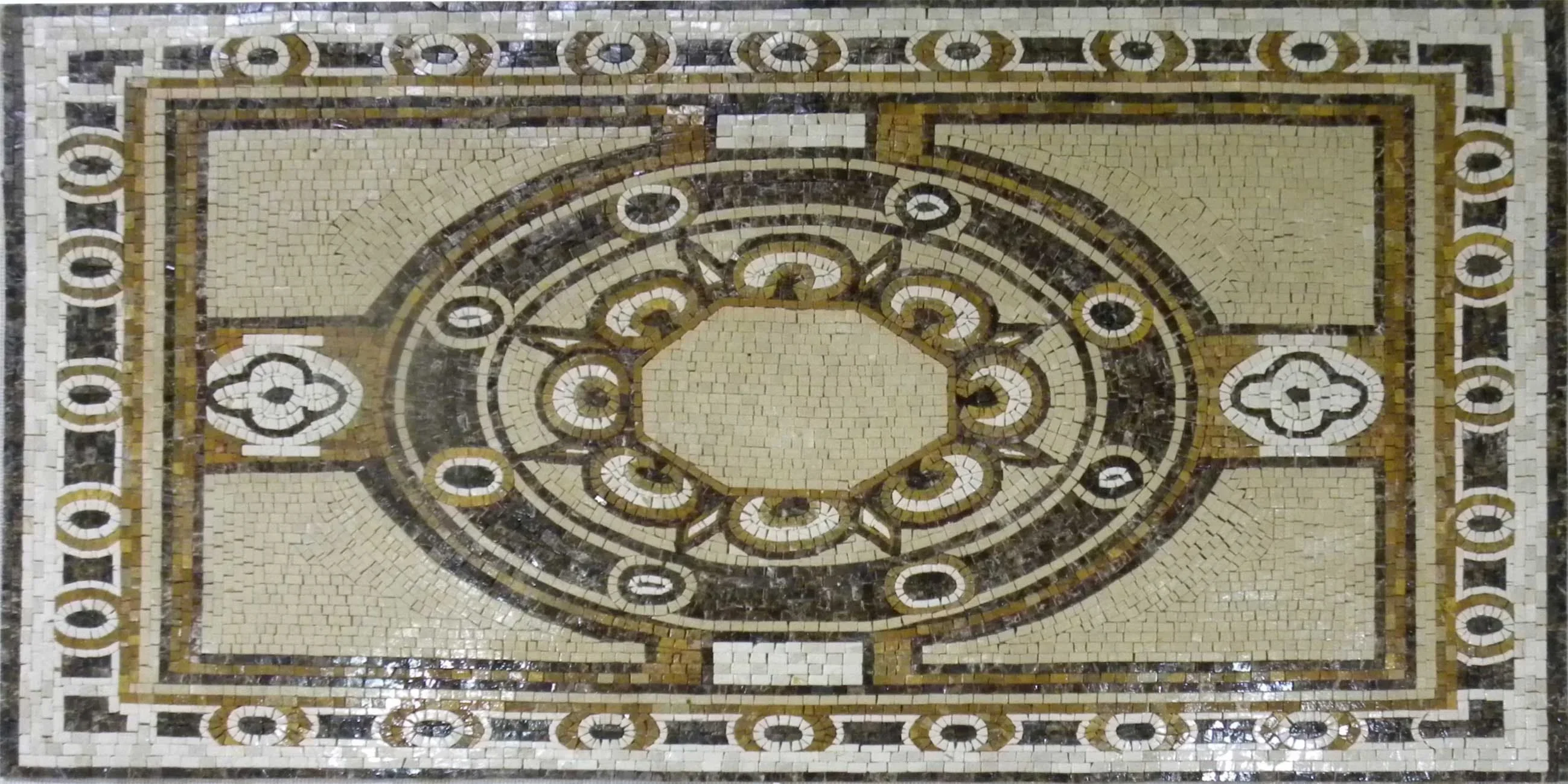 Geometric Star Pattern - Marble Mosaic Floor - Mesh Backing