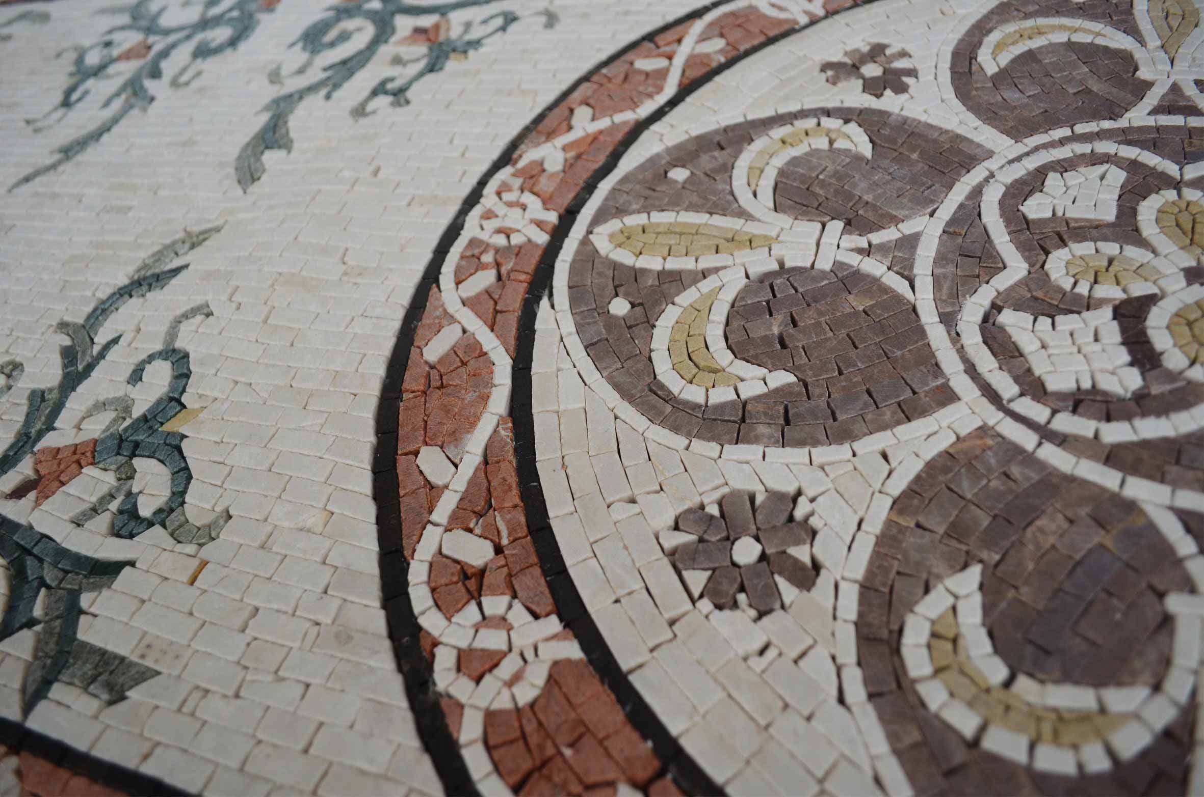 Ornate Vine Border - Marble Mosaic Art Butterfly Oriental Rug Tile - Mesh Backing - Image 2