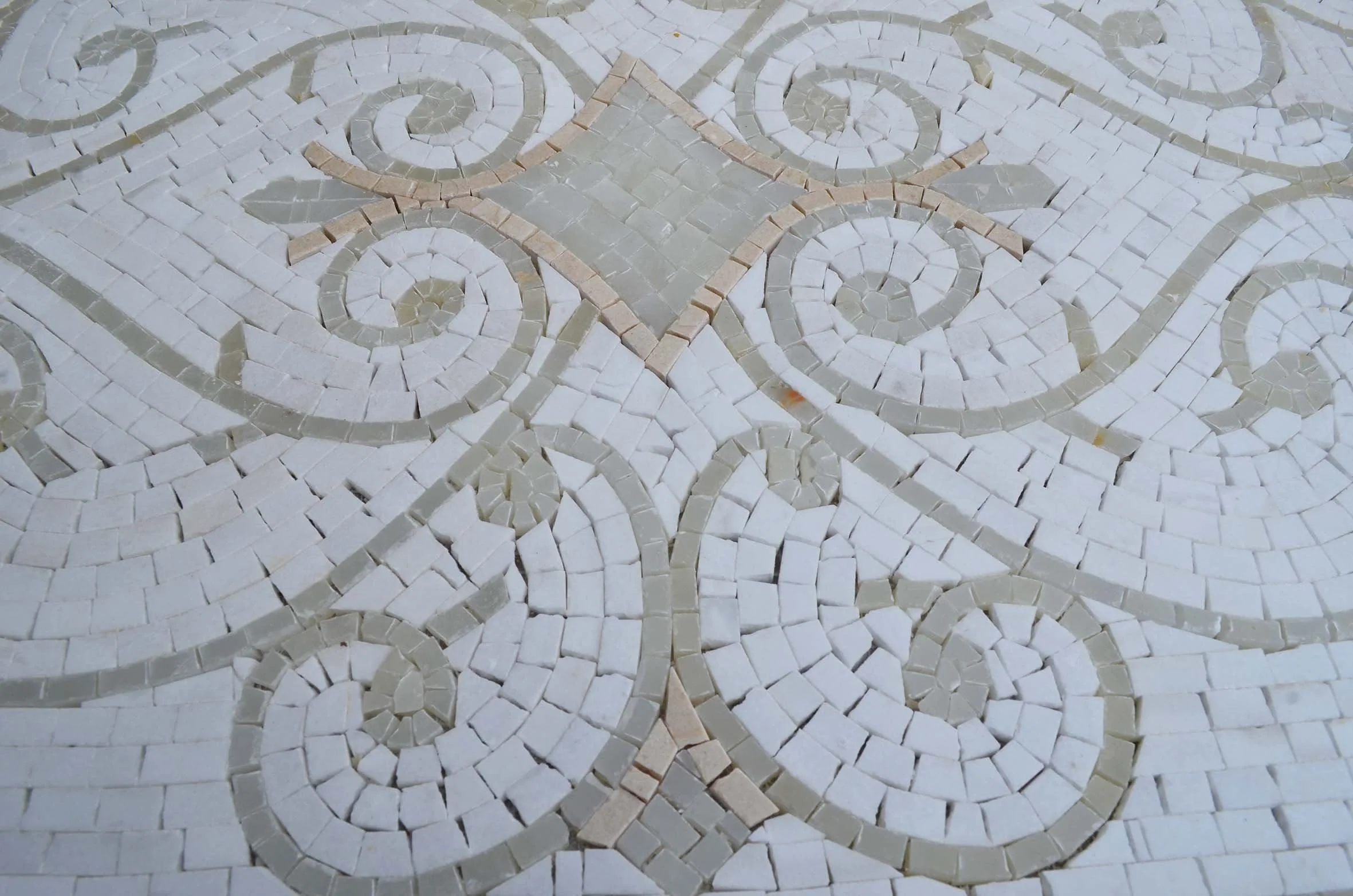 Swirling Vine Pattern - Marble Mosaic Rectangular Rug - Mesh Backing - Image 2