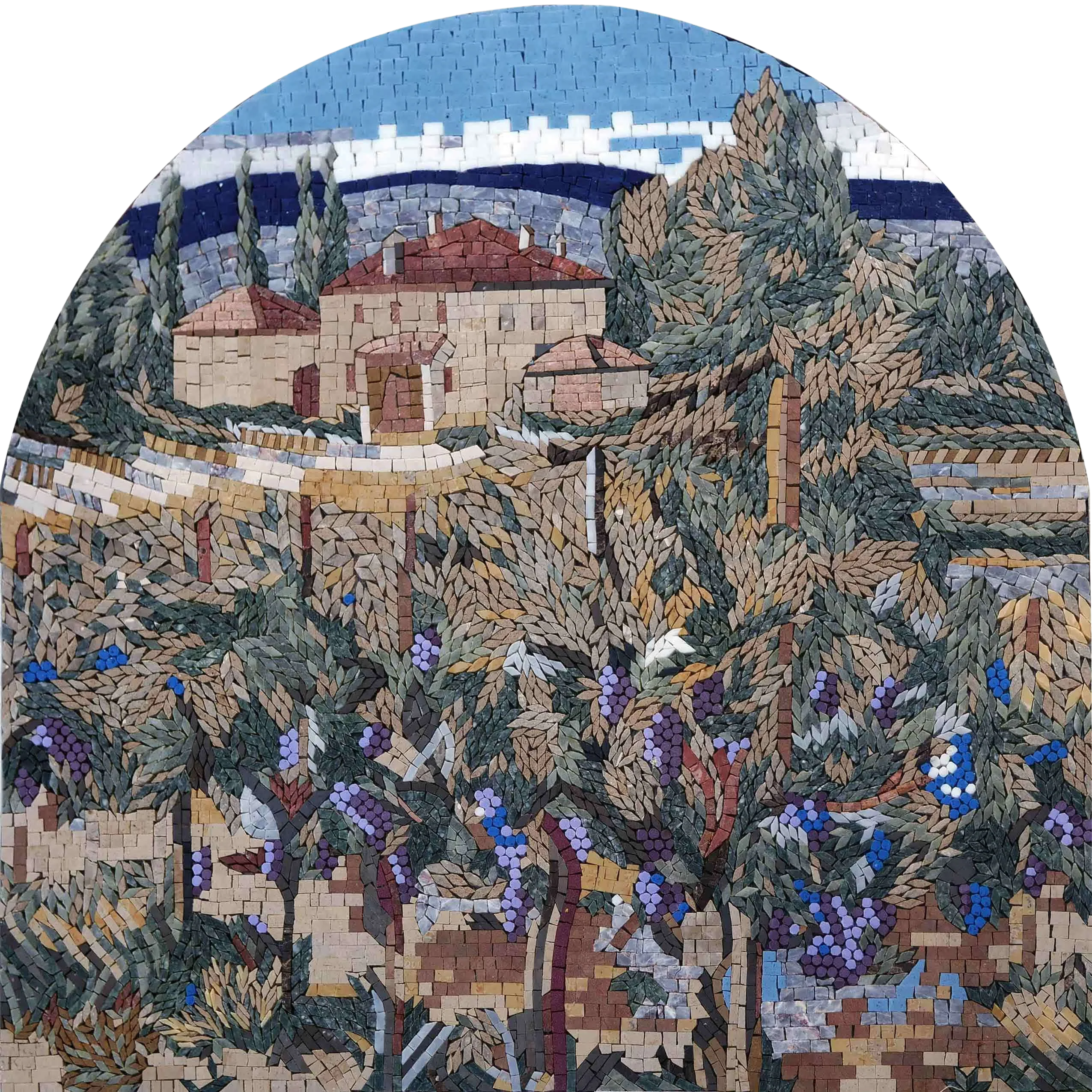 Building With Trees - Dragonfly Mosaic Landscape - Mesh Backing