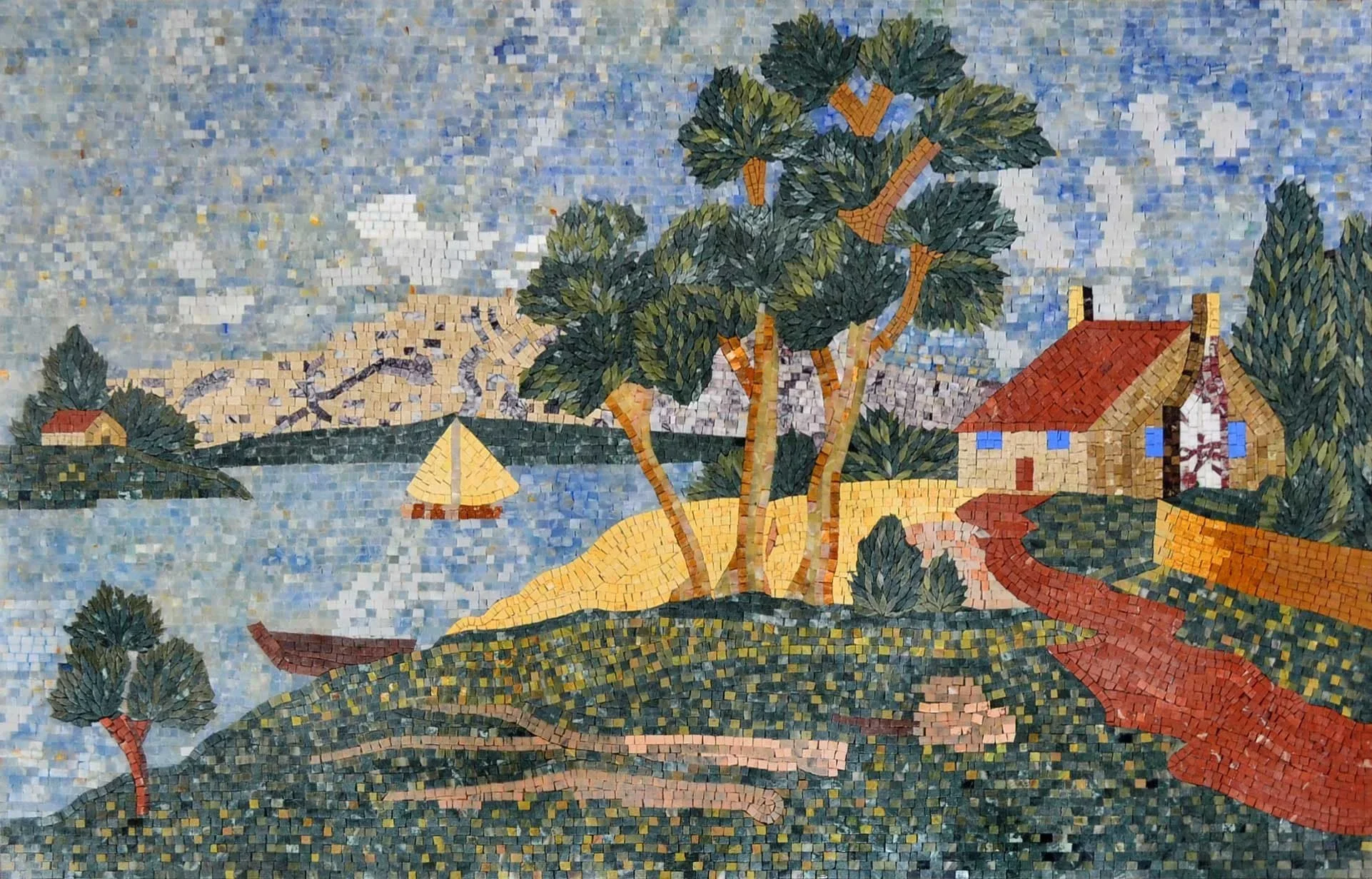 Landscape Beach House - Buy Mosaic Art - Mesh Backing
