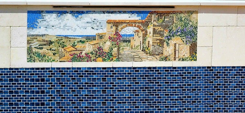 Geometric Coast Scene - Marble Mosaic Pathways Artwork Amalfi - Mesh Backing - Image 2