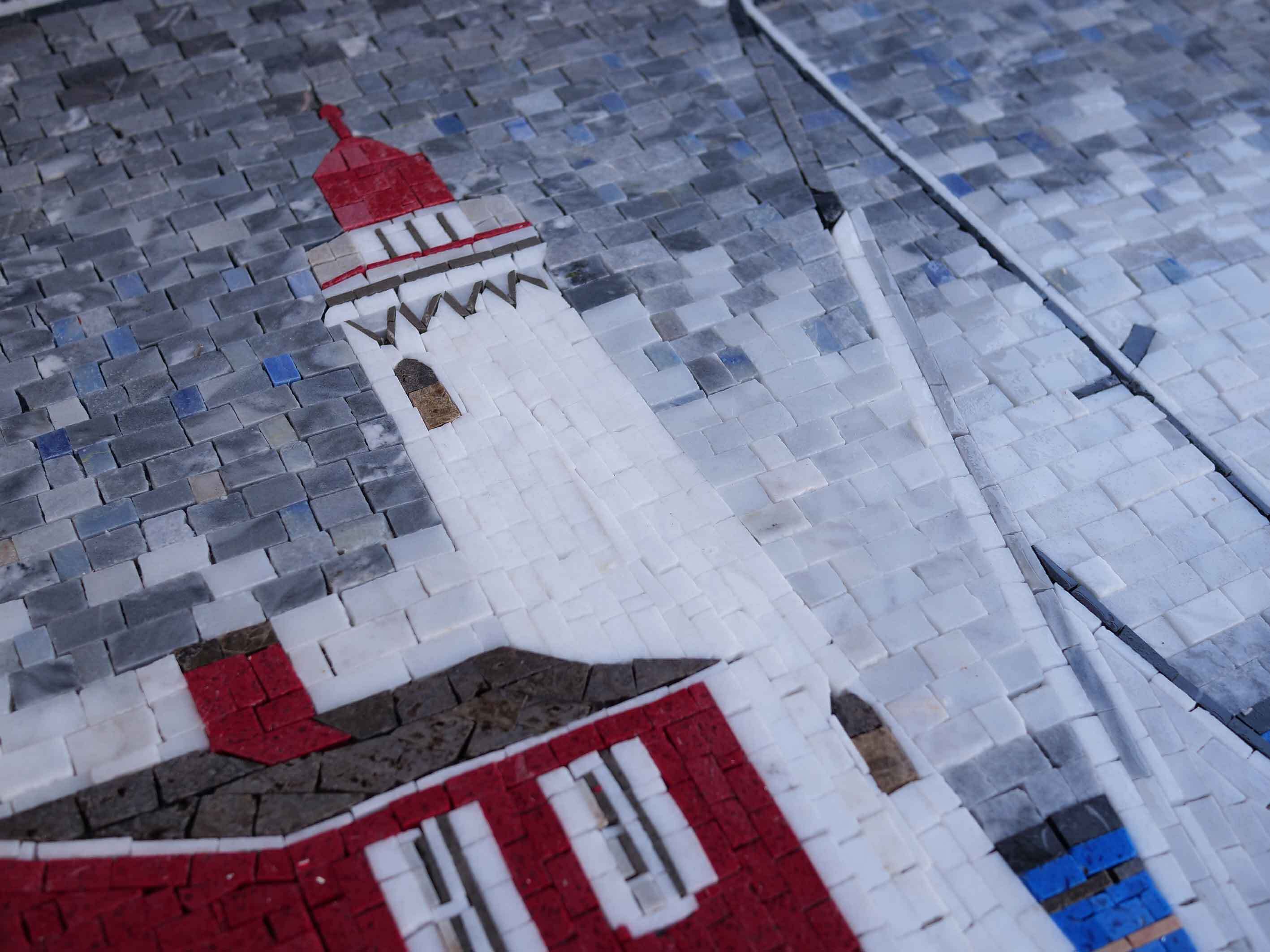 Sailing Boat Lighthouse - Gaudi Mosaic Scenery - Mesh Backing - Image 2