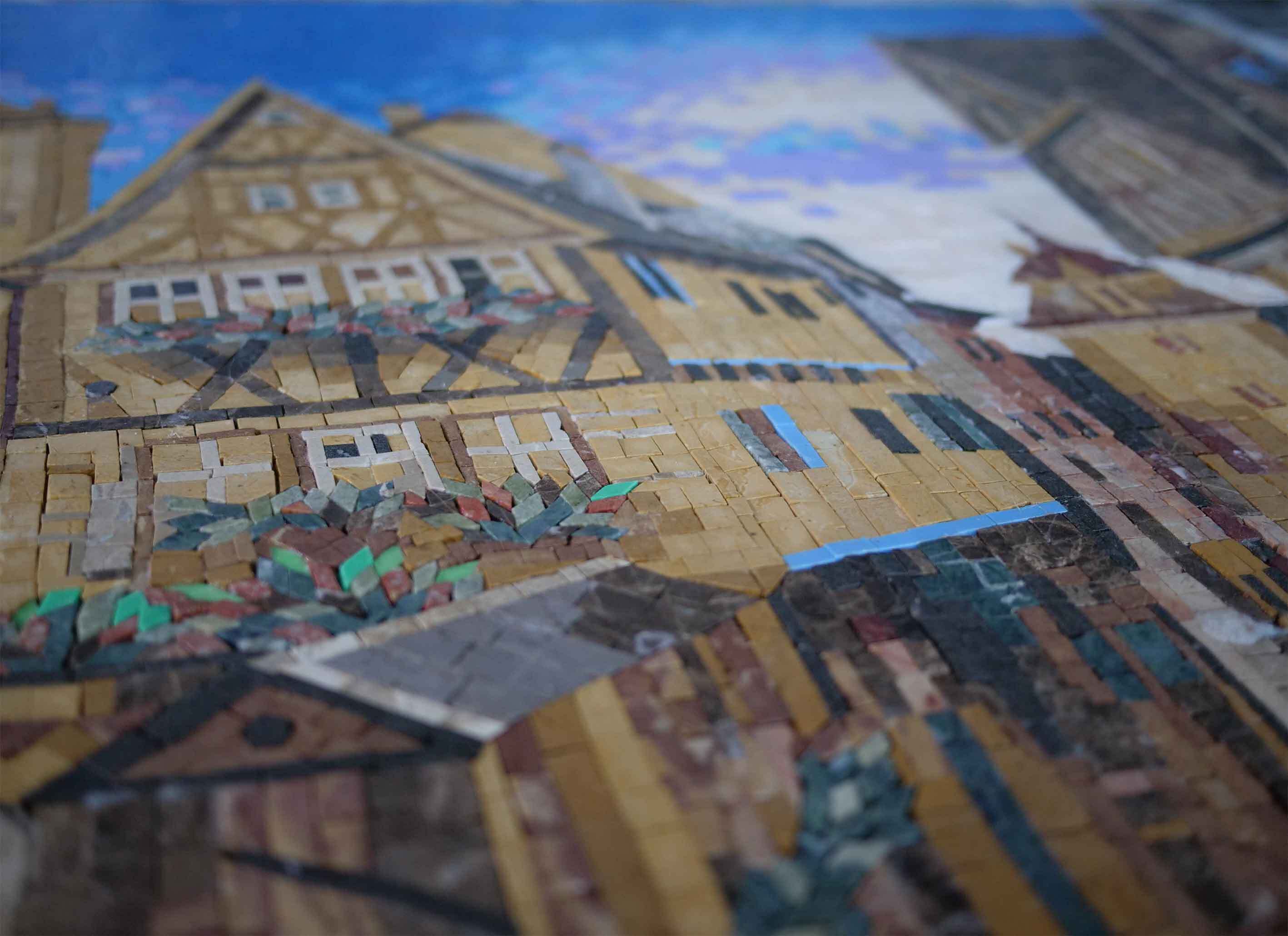 Medieval Town Scene - Mosaic Art For Wall - Mesh Backing - Image 2