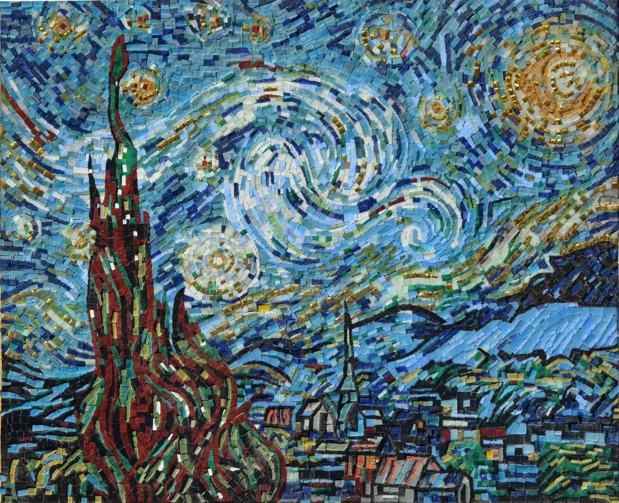 Vincent Van Gogh - Glass Mosaic Tile Designs Starry Night - Mesh Backing