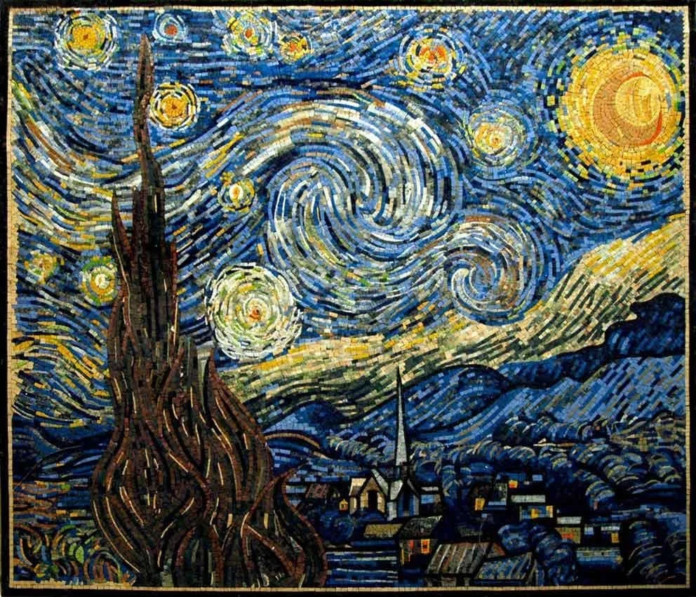 Vincent Van Gogh - Starry Night Reproduction Mosaic | Luxury Handcrafted Art - Image 2