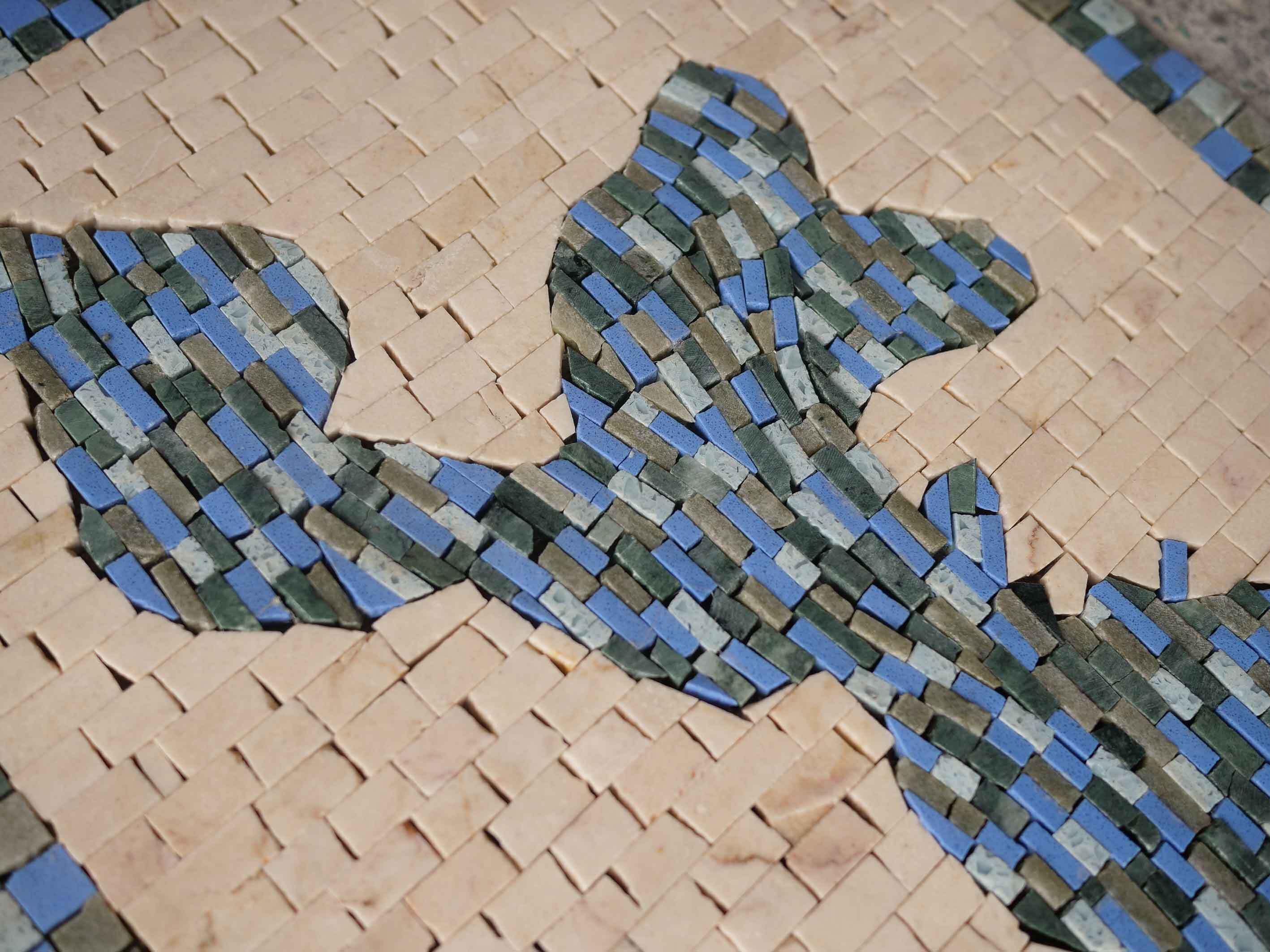 Lotus Lake Sign - Flower Mosaic Luxury Handcrafted Natural Stone Art - Mesh Backing - Image 2