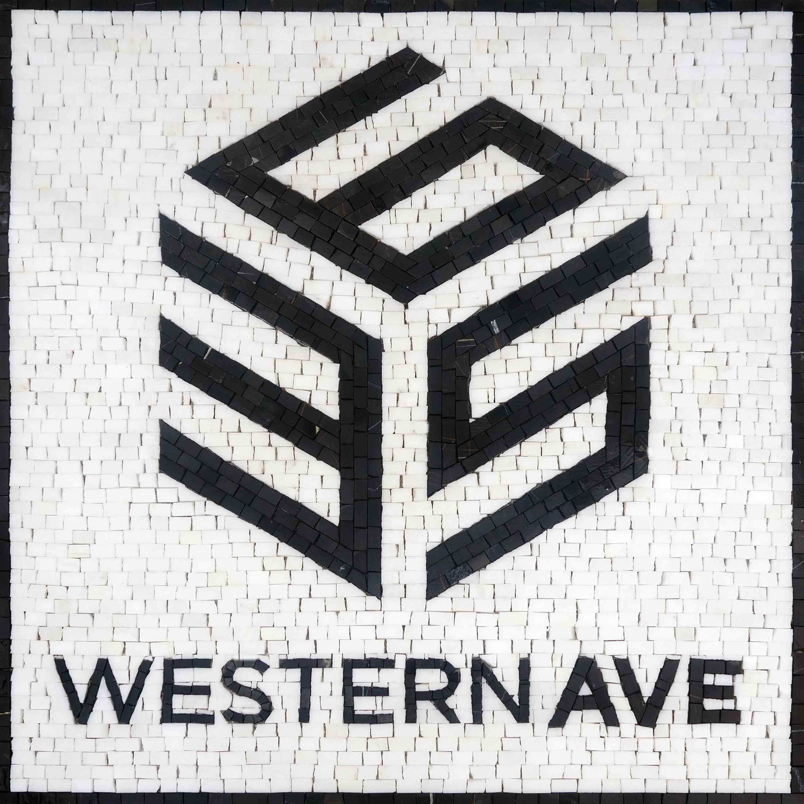 Geometric Logo Art - Beach Life Mosaic Modern With Western Ave Text - Mesh Backing