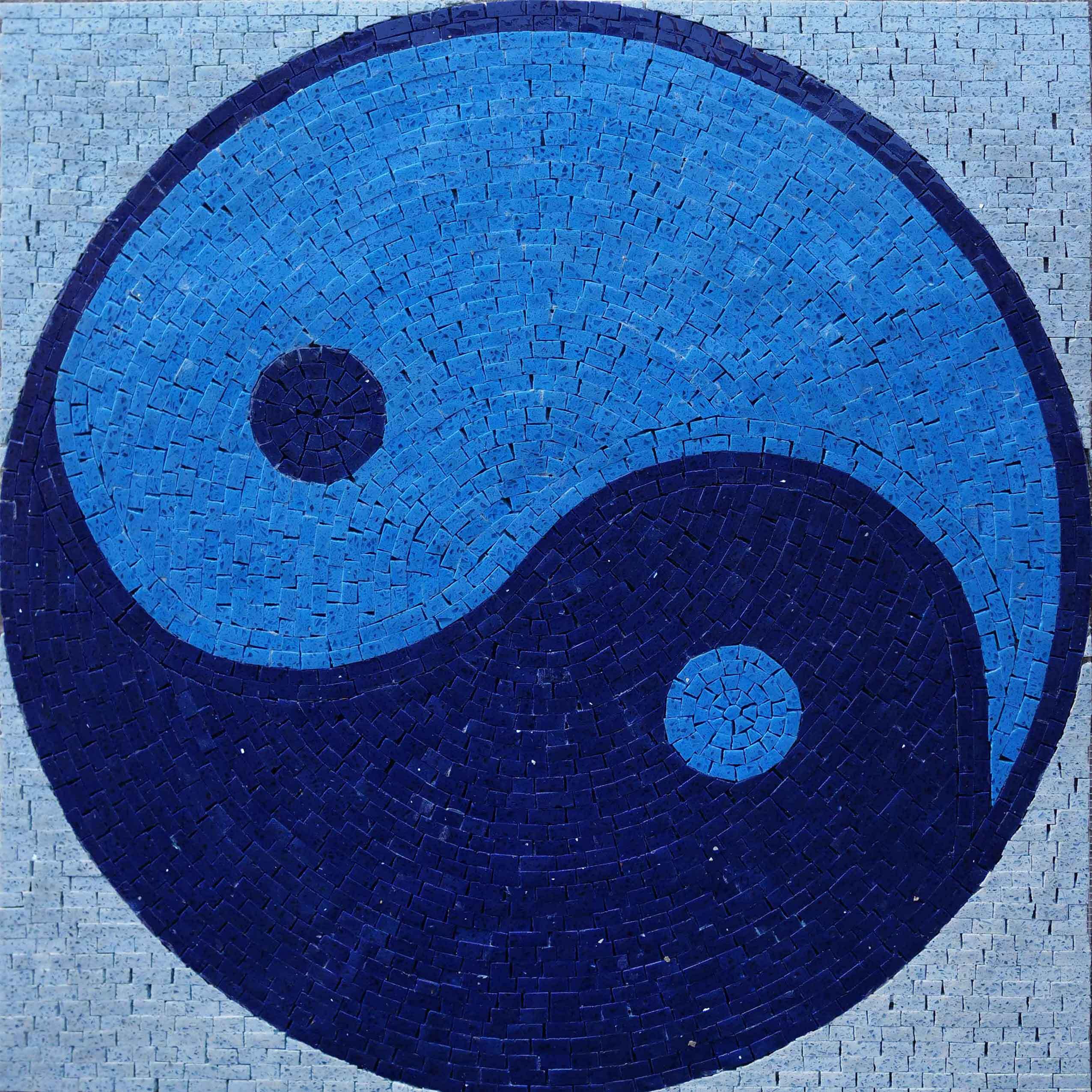 Yin Yang Symbol - Marble Modern Home Decor Mosaic Custom - Mesh Backing