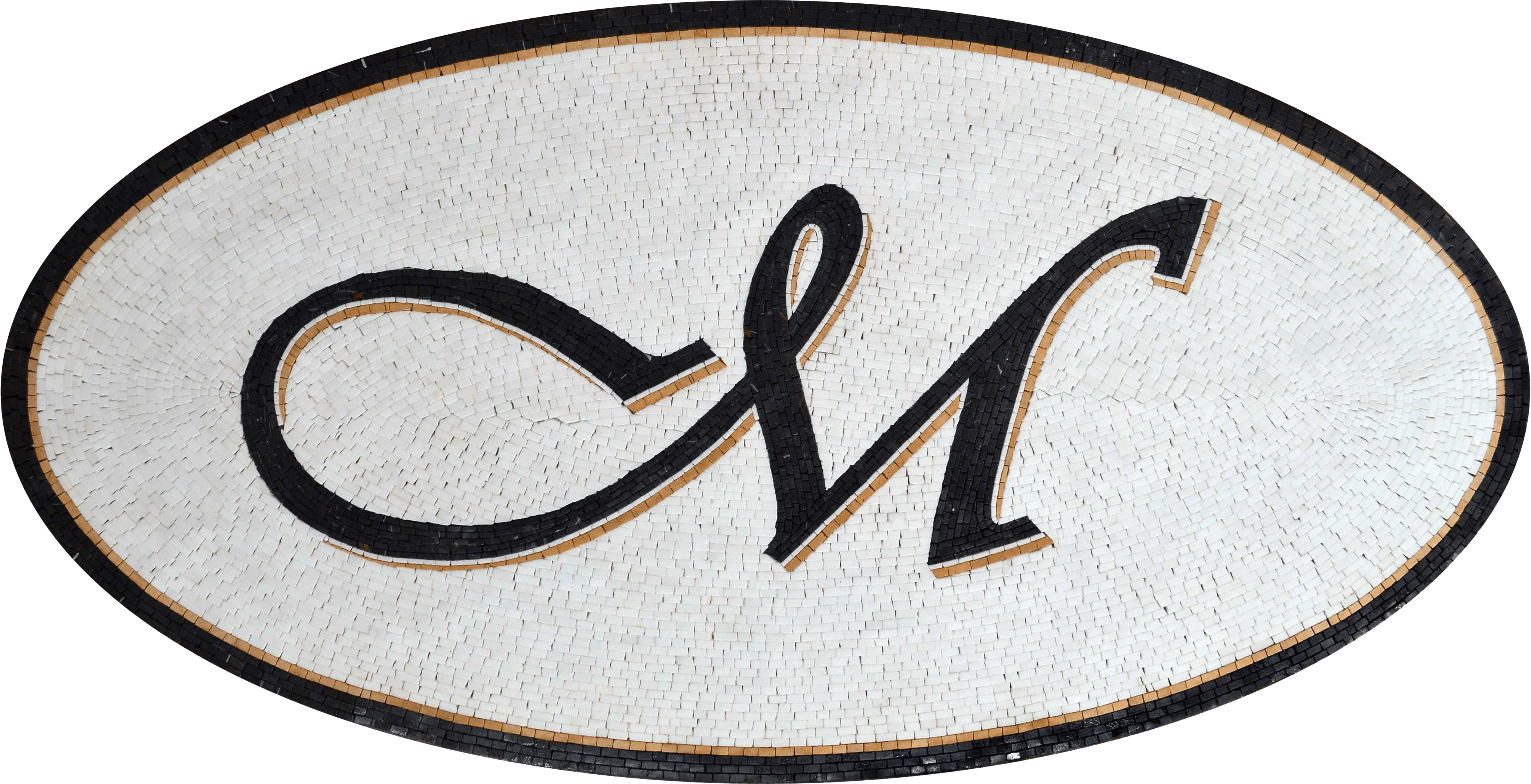 Enchanting Letter Art - Marble Mosaic Initial Monogram - Mesh Backing