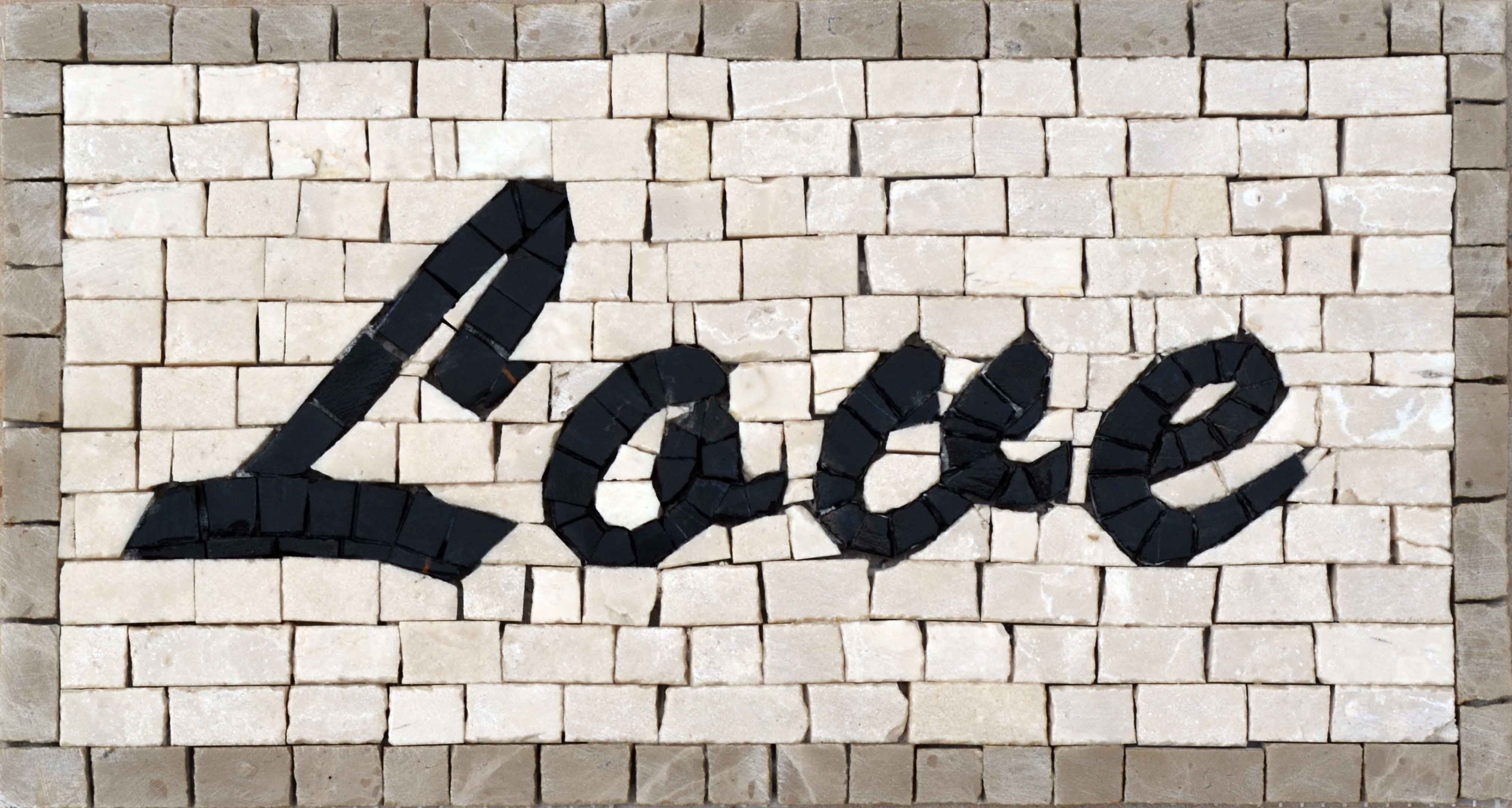 Artistic Love Script - Marble Mosaic Sign Custom Mosaics - Mesh Backing
