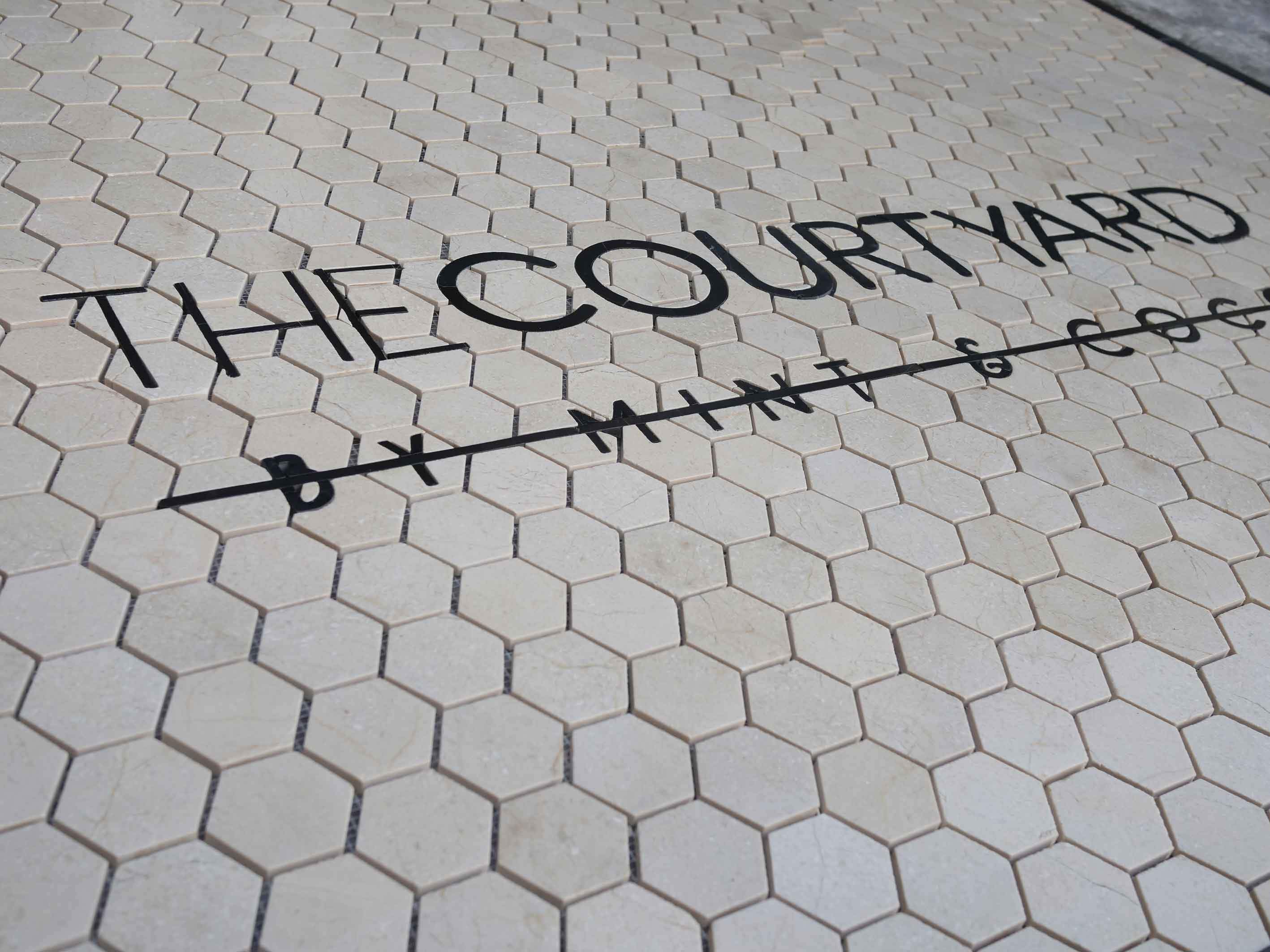 The Courtyard Text - Byzantine Mosaic Custom Stone Art - Mesh Backing - Image 2