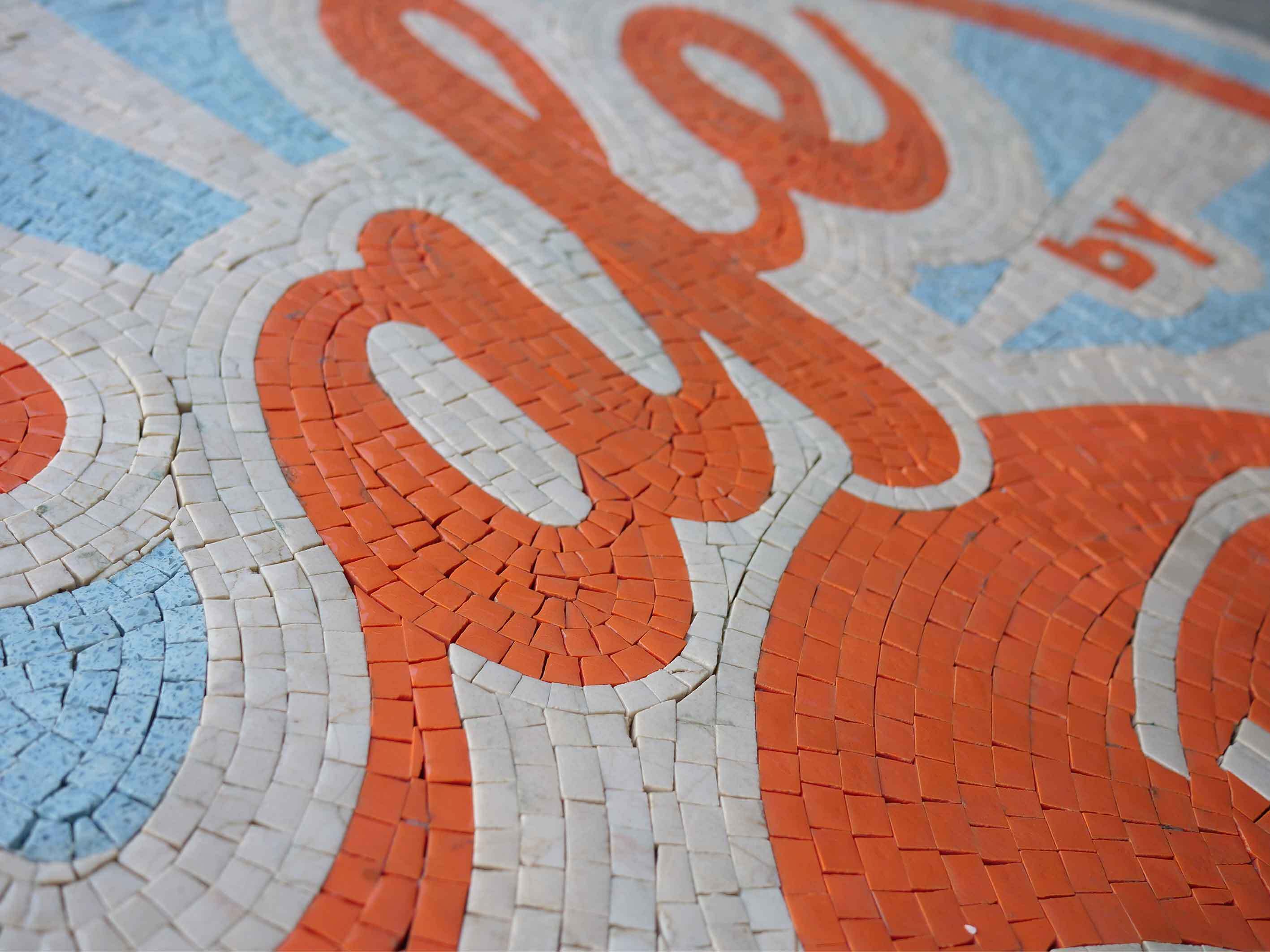 Cafe Script Design - Marble Backsplash Mosaic Tile Designs Medallion - Mesh Backing - Image 2
