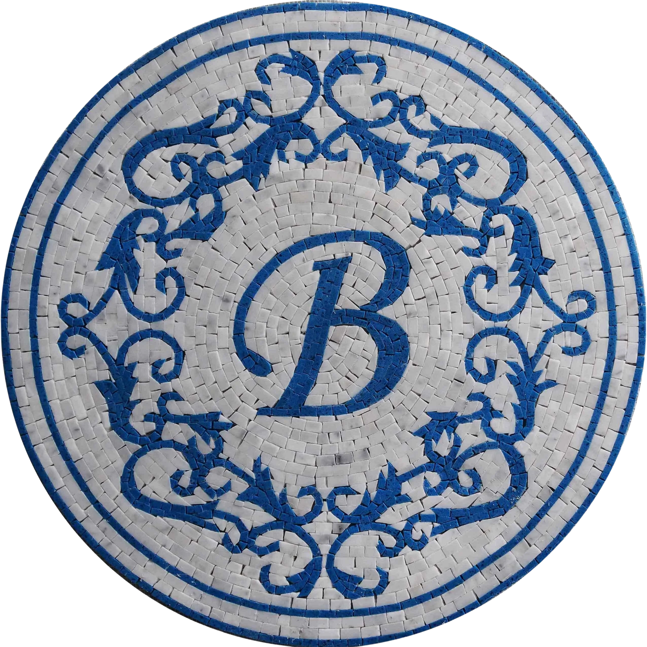 Letter Scrollwork - Marble How To Hang Mosaic Art Monogram - Mesh Backing
