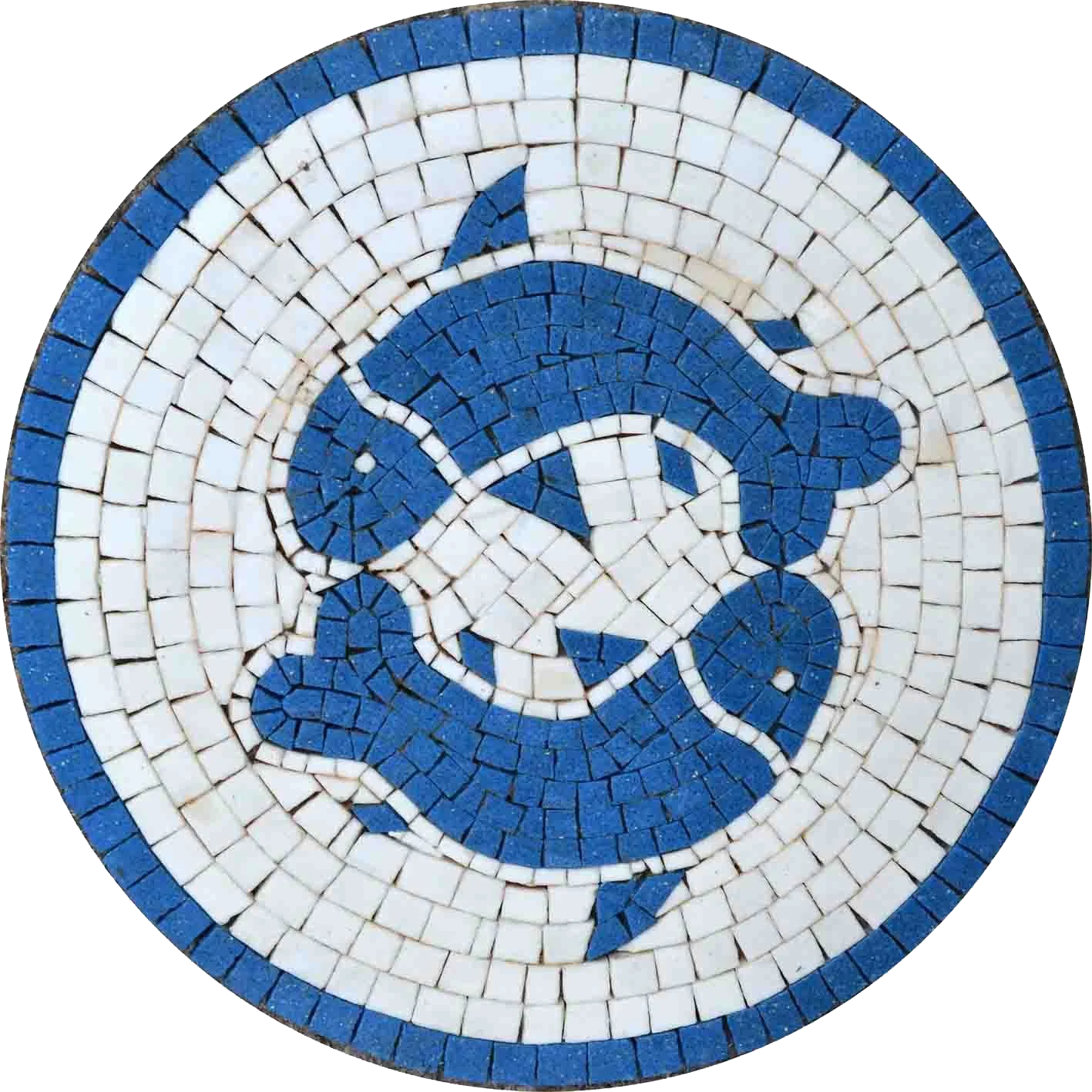 Pisces Hscope Art Design - Marble Mosaic Wall Decorations - Mesh Backing