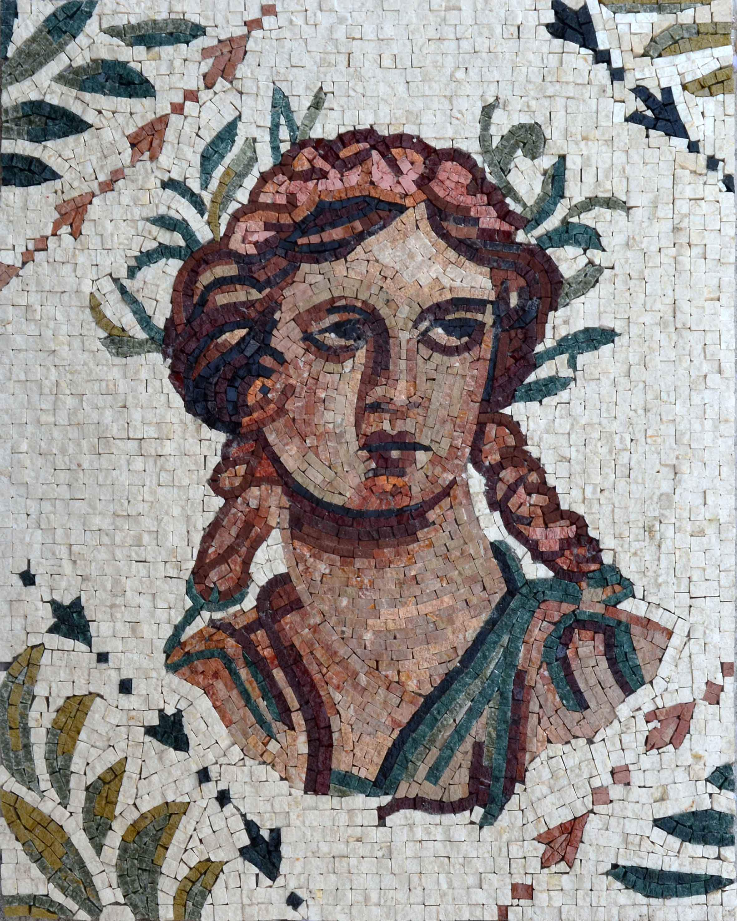 Geometric Portrait - Marble Mosaic Tile For Kitchen Backsplash Roman - Mesh Backing